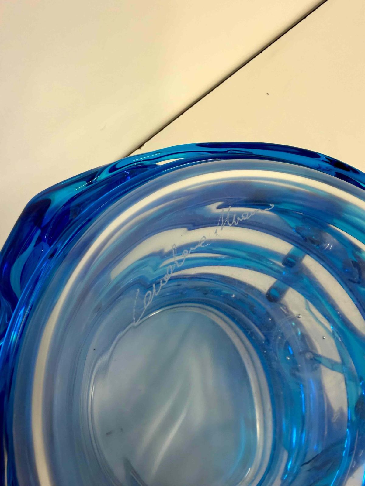 Pair Of Italian Cobalt Blue Murano Glass Vases By Cenedese photo vintage