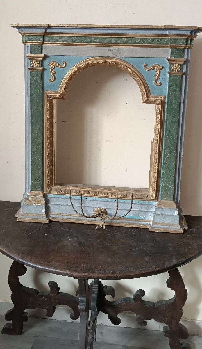 Antique Shrine, Lacquered And Gilded Frame, 18th Century photo furniture