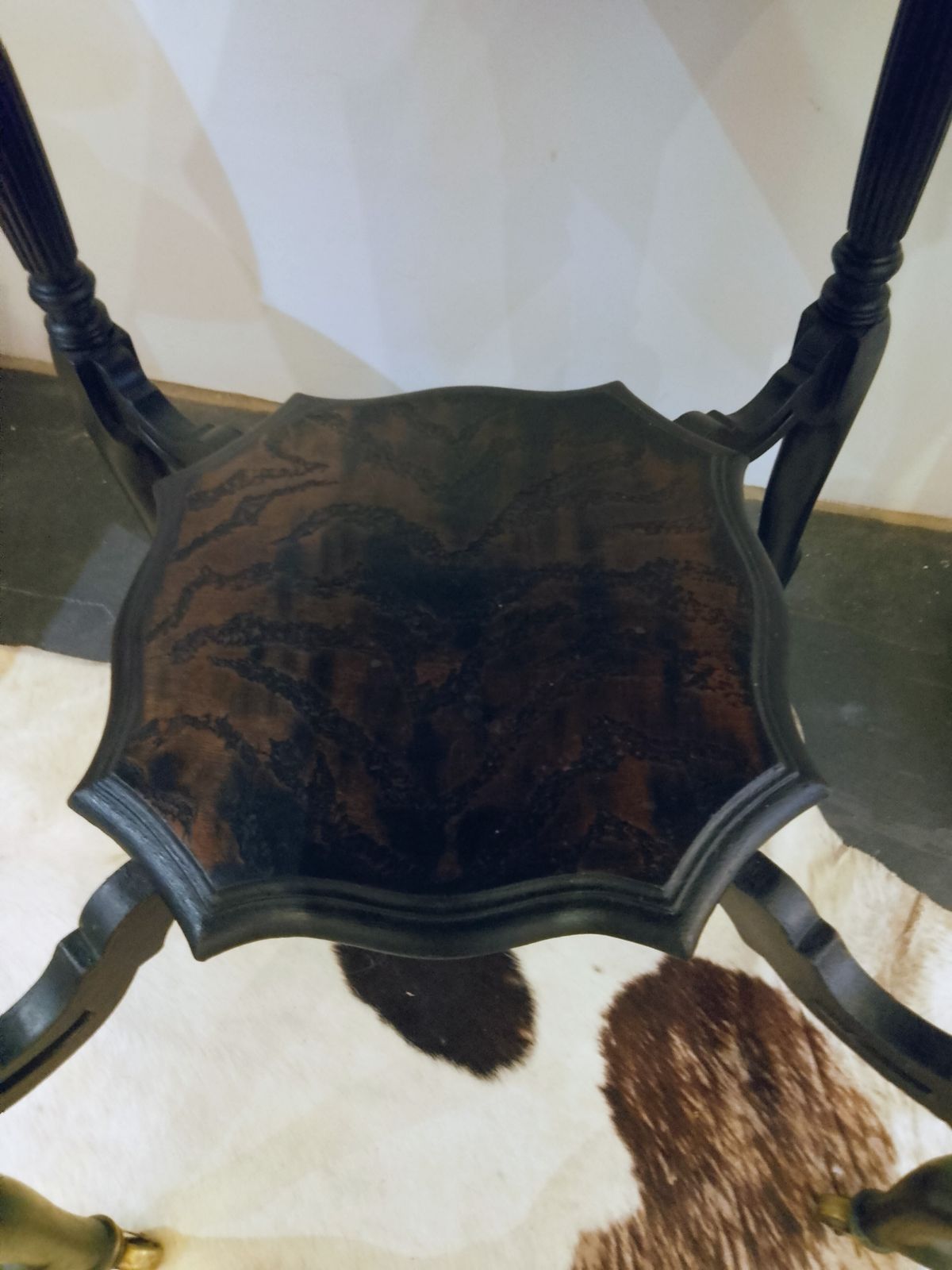 Victorian Occasional Table On Original Brass Castors Hand Painted And Etched In A Tiger Print Design. photo Furniture