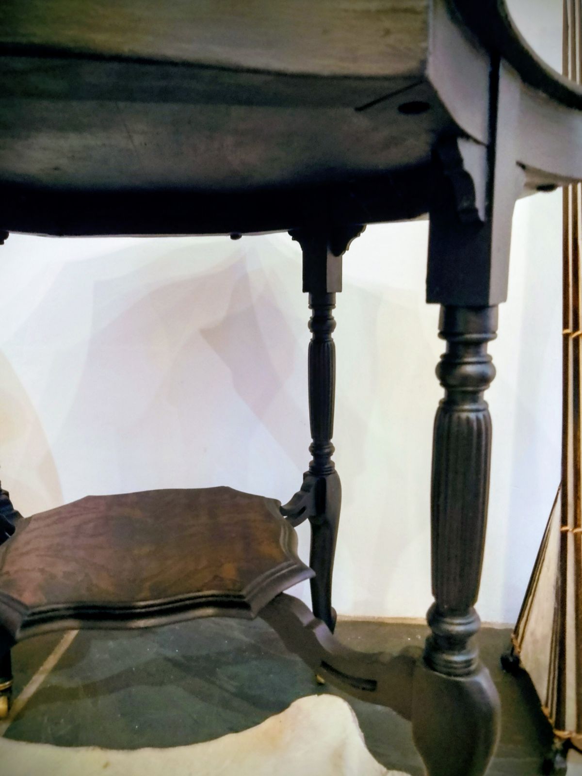 Victorian Occasional Table On Original Brass Castors Hand Painted And Etched In A Tiger Print Design. photo buy
