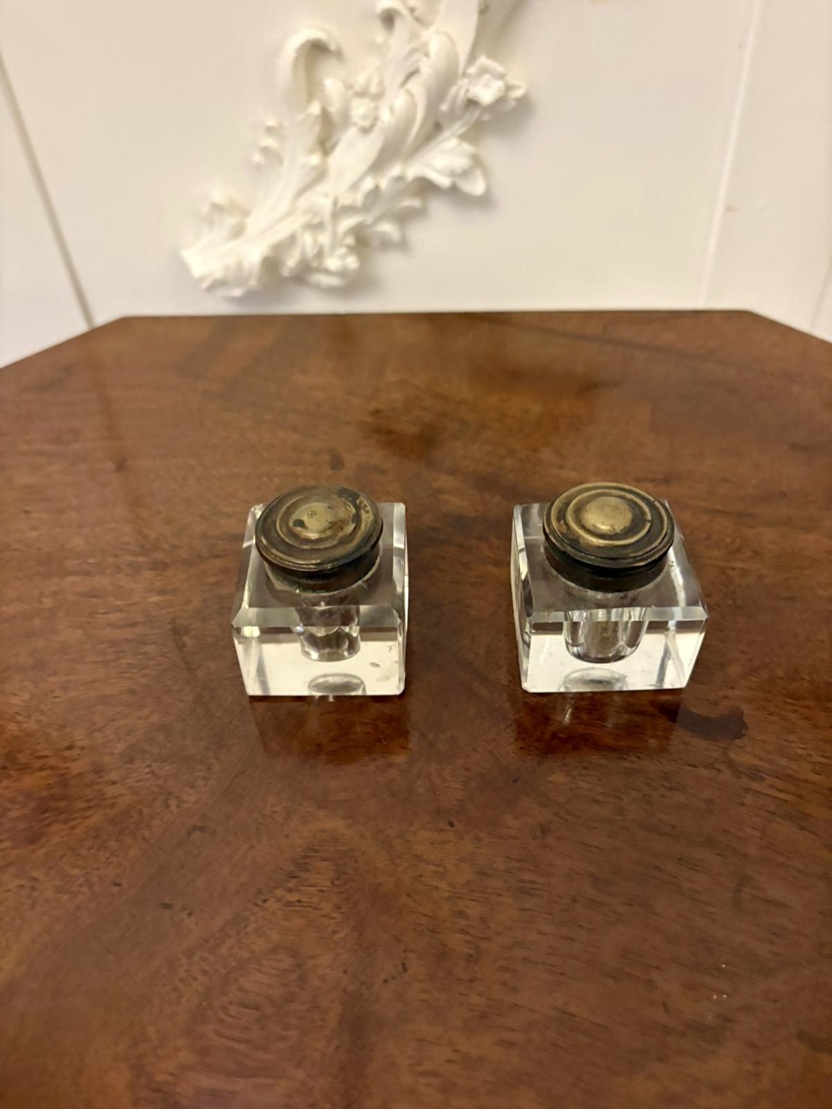 Antique Regency Rosewood Inlaid Writing Desk Set With Inkwells photo Home Decor