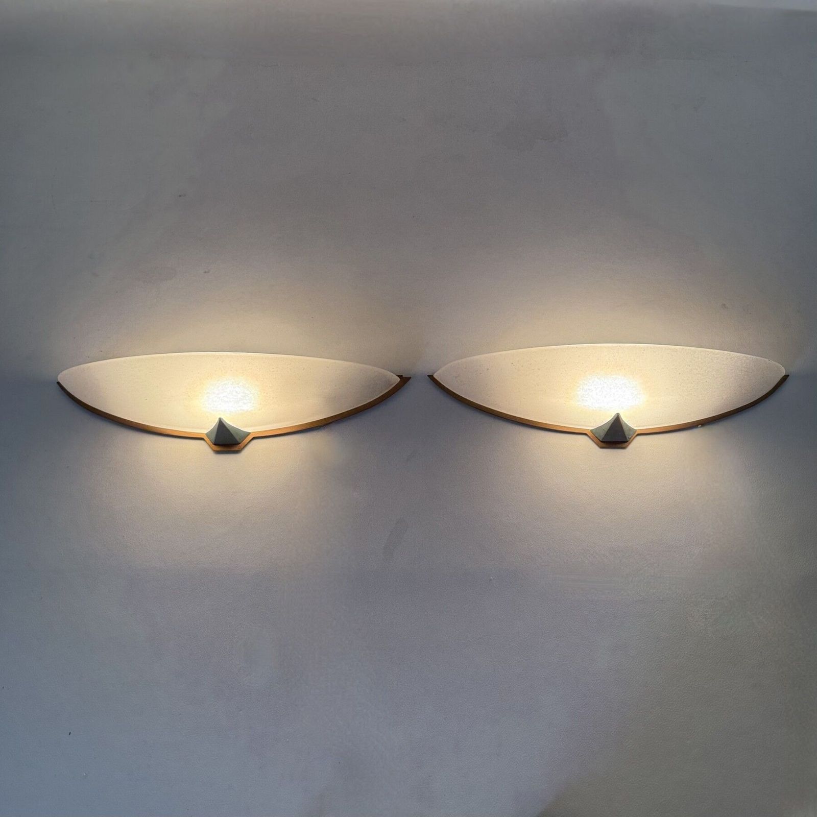 Pair Italian Wall Lamps Sconce Glass And Metal , 1980s photo for sale