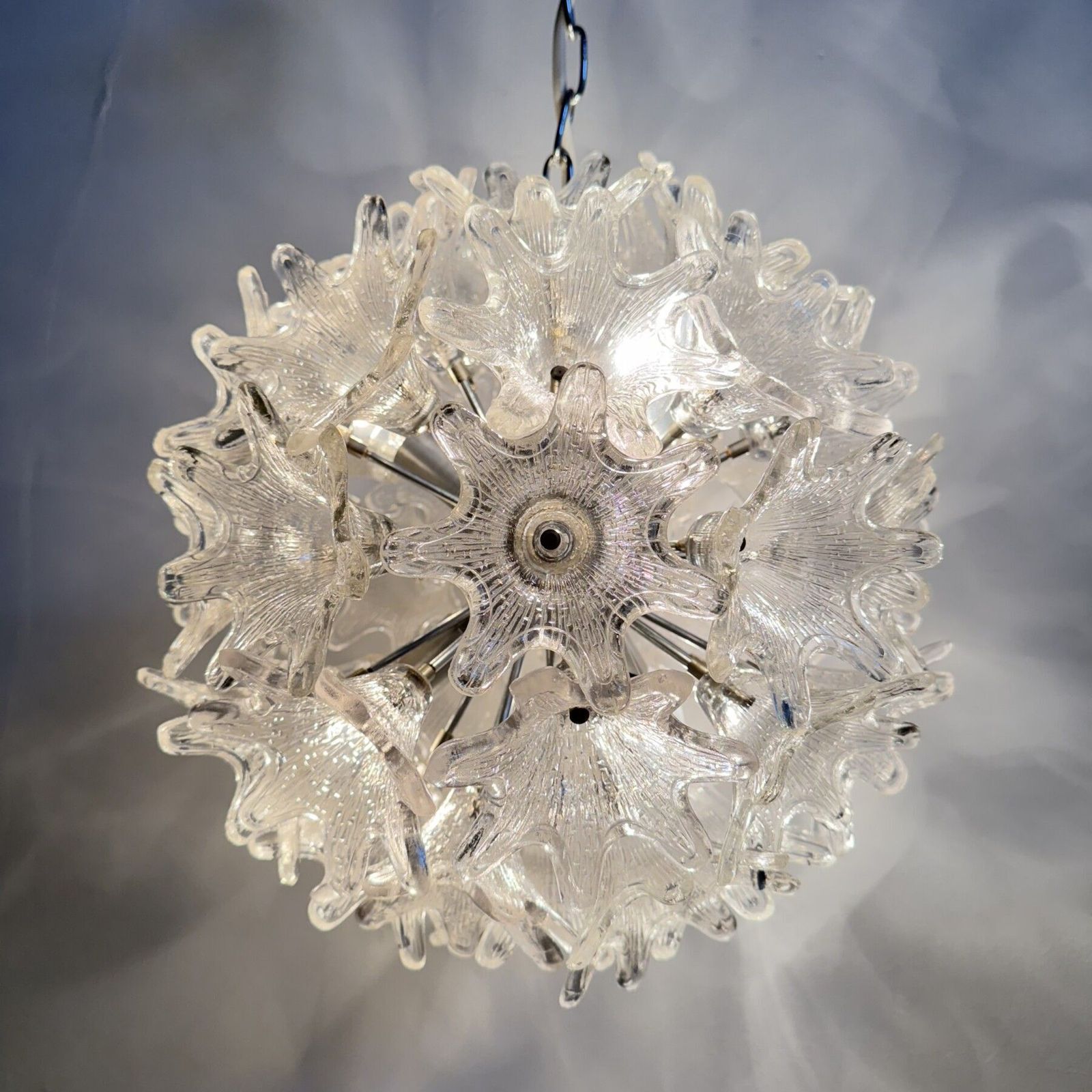 Spectacular Murano Glass Flower Chandelier By Venini For Veart, Italy 1970s photo Lighting
