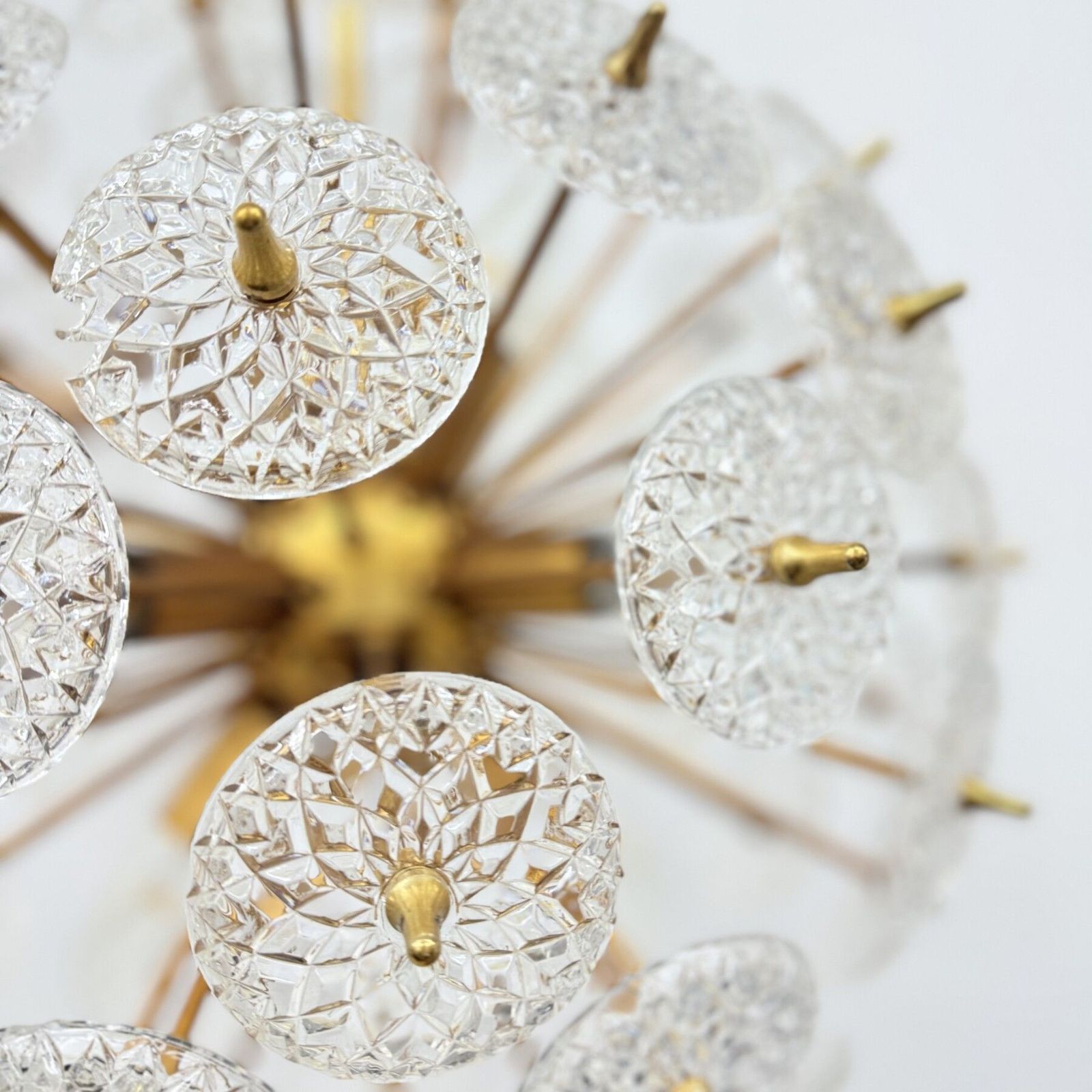 photo for sale Val Saint Lambert Crystal Sputnik Gold Chandelier , 1960’s