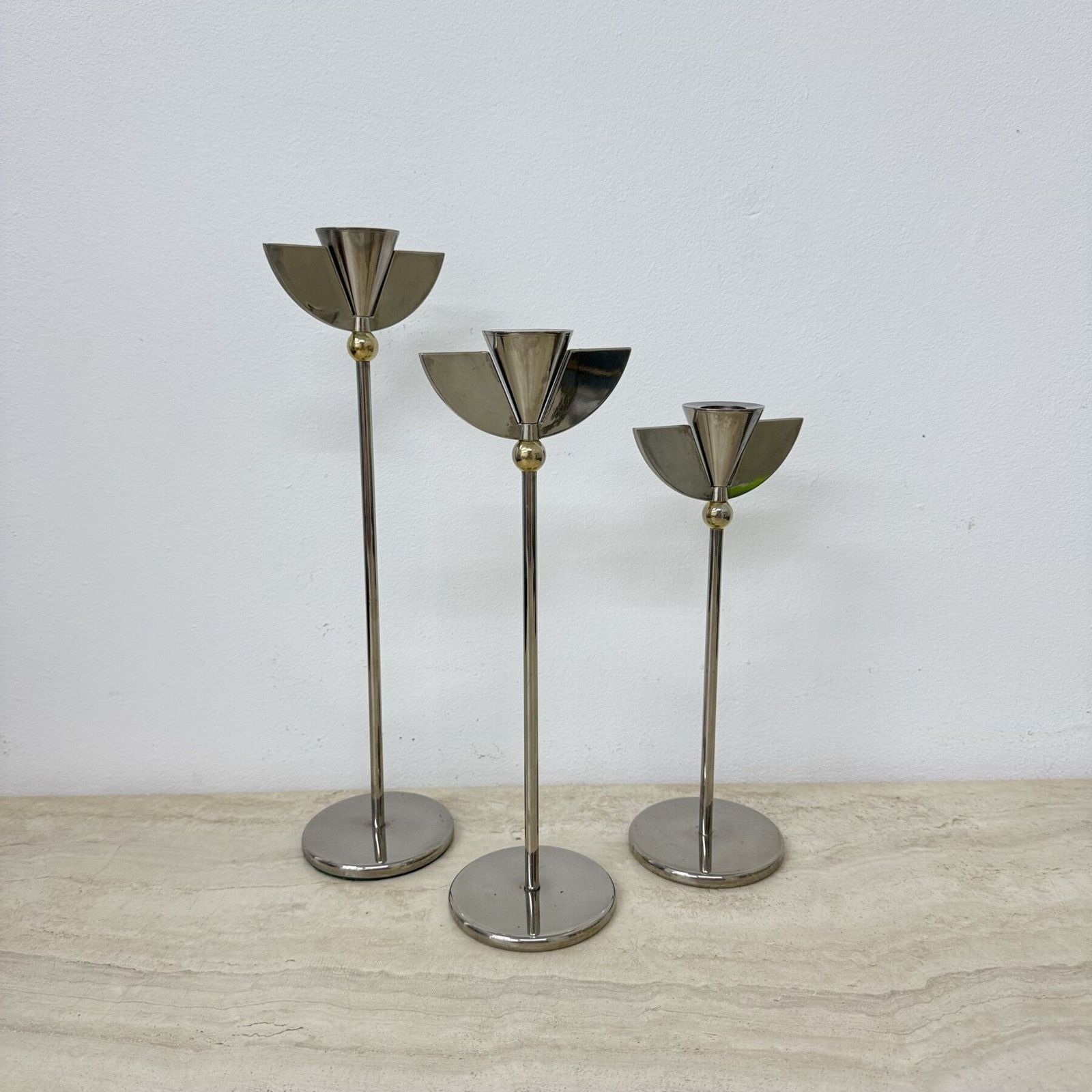Set Van 3 Kandelaars In Memphis Stijl, Jaren 1980