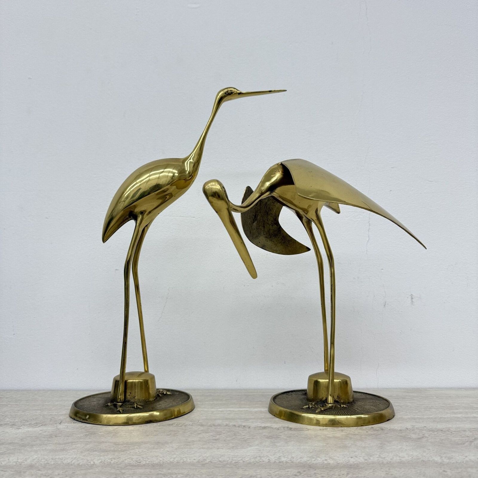 Pair Of Large Mid Century Design Brass Crane Birds , 1970’s photo furniture