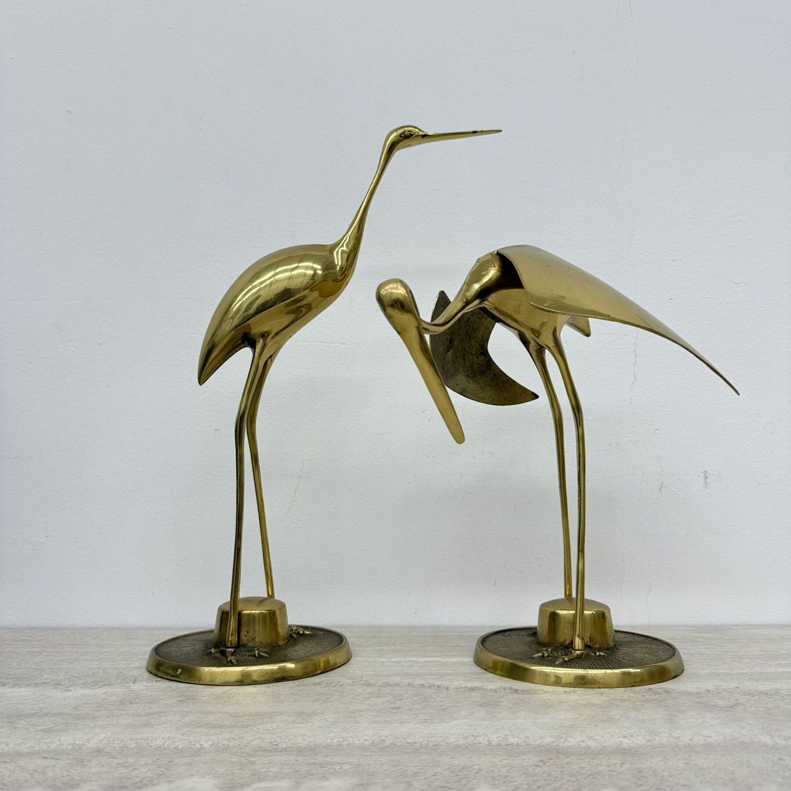 Pair Of Large Mid Century Design Brass Crane Birds , 1970’s photo for sale