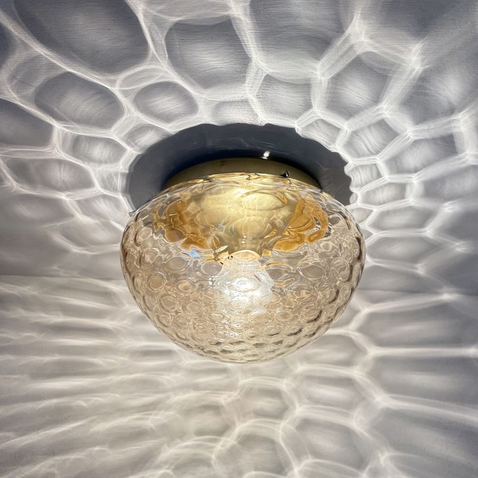 Mid Century Design Rzb Plafondlamp / Plafondmontage, Glas Jaren 1970 photo Verlichting