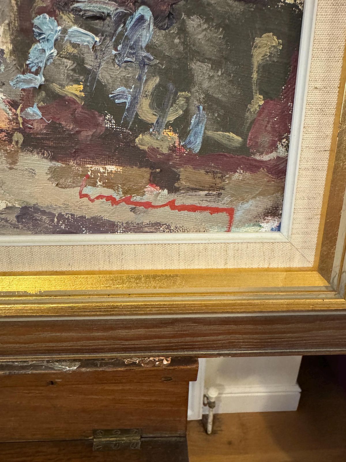 Swedish Original Oil Painting By Bertil Wahlberg Mid Century Modern Wall Art photo furniture
