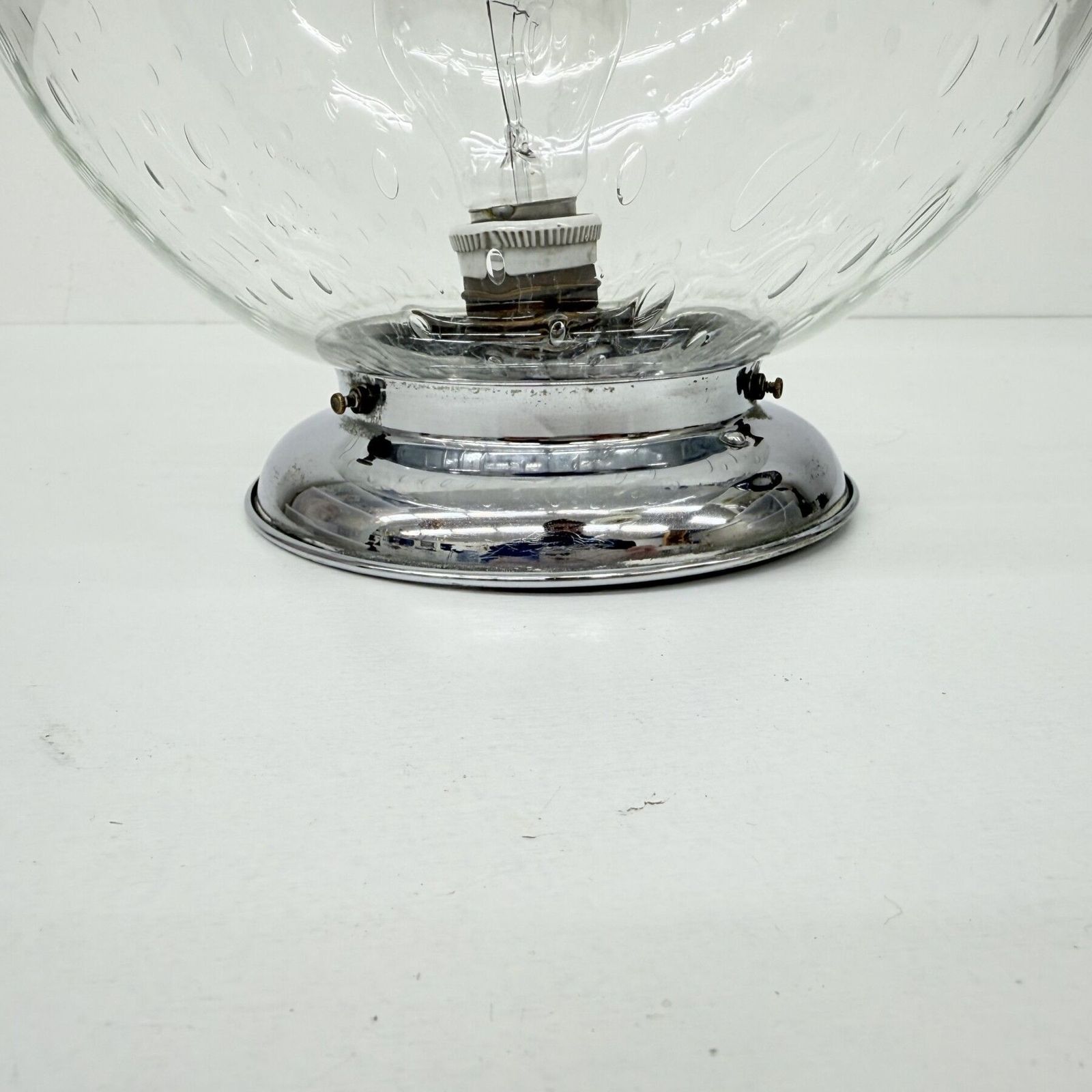 Art Deco Plafondlamp Glazen Bol Met Chromen Voet, Jaren 1930 photo Verlichting