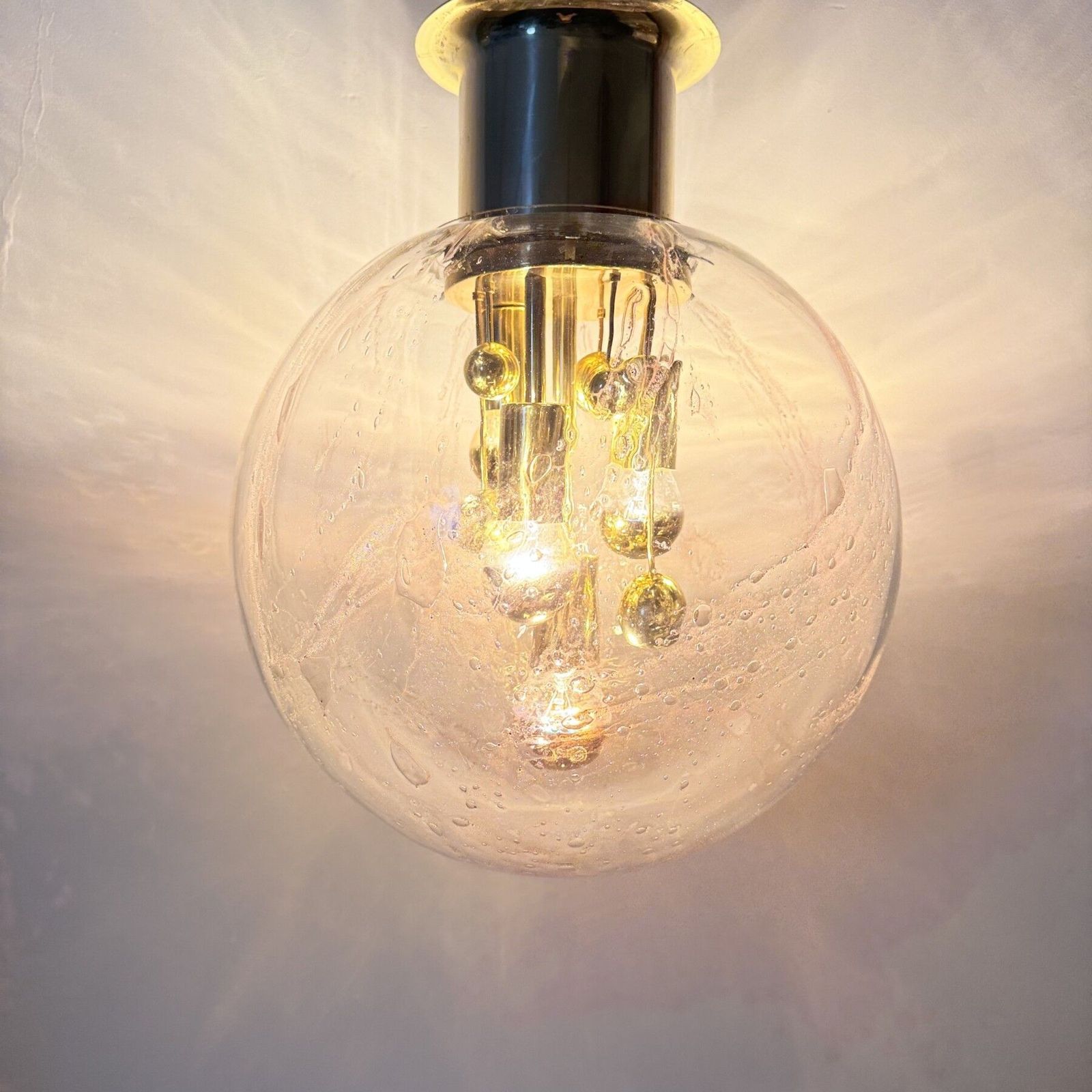photo for sale Doria Leuchten Glazen Plafondlamp Grote Bol, Jaren 1970