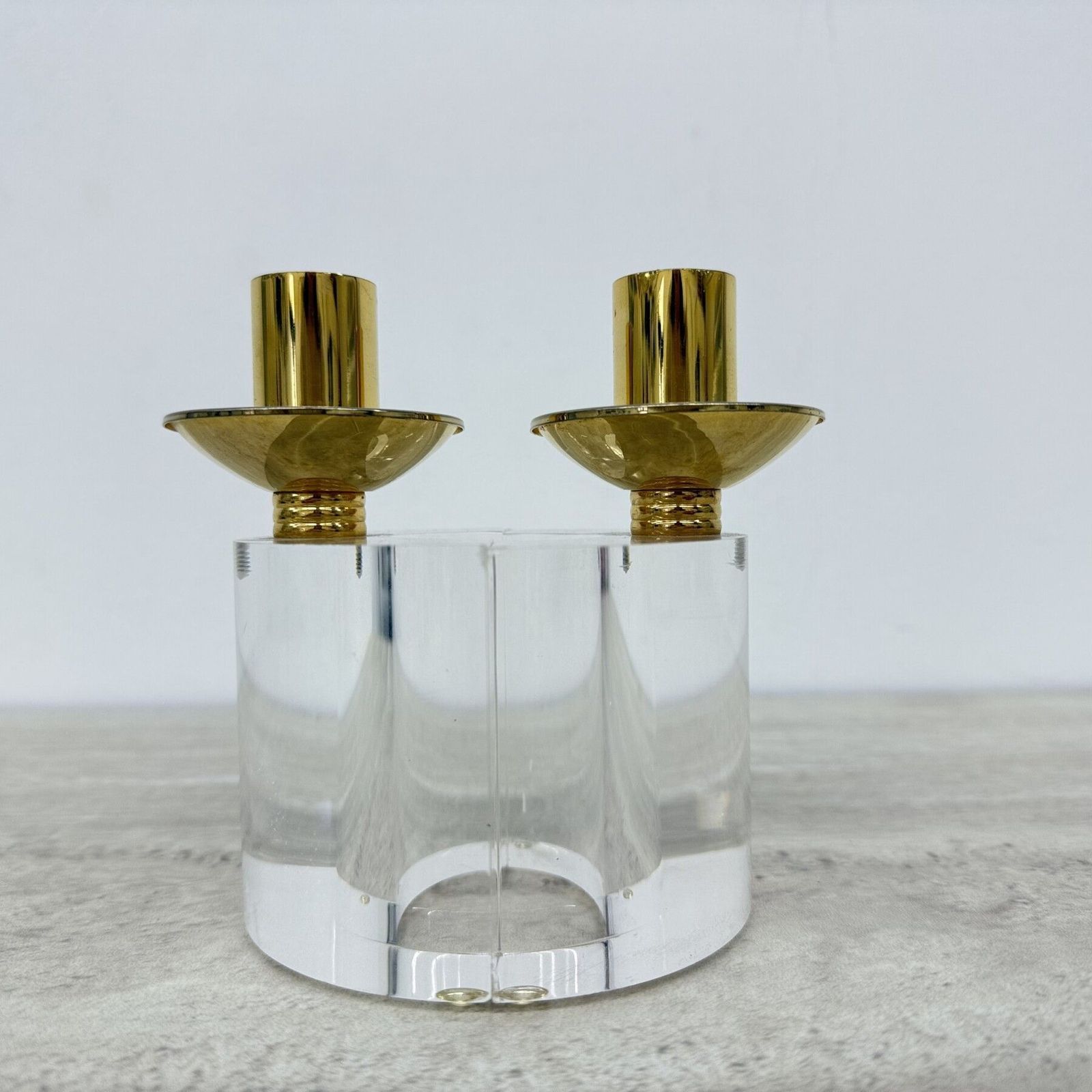 Set Of 2 Lucite Candle Sticks , 1970’s photo for sale
