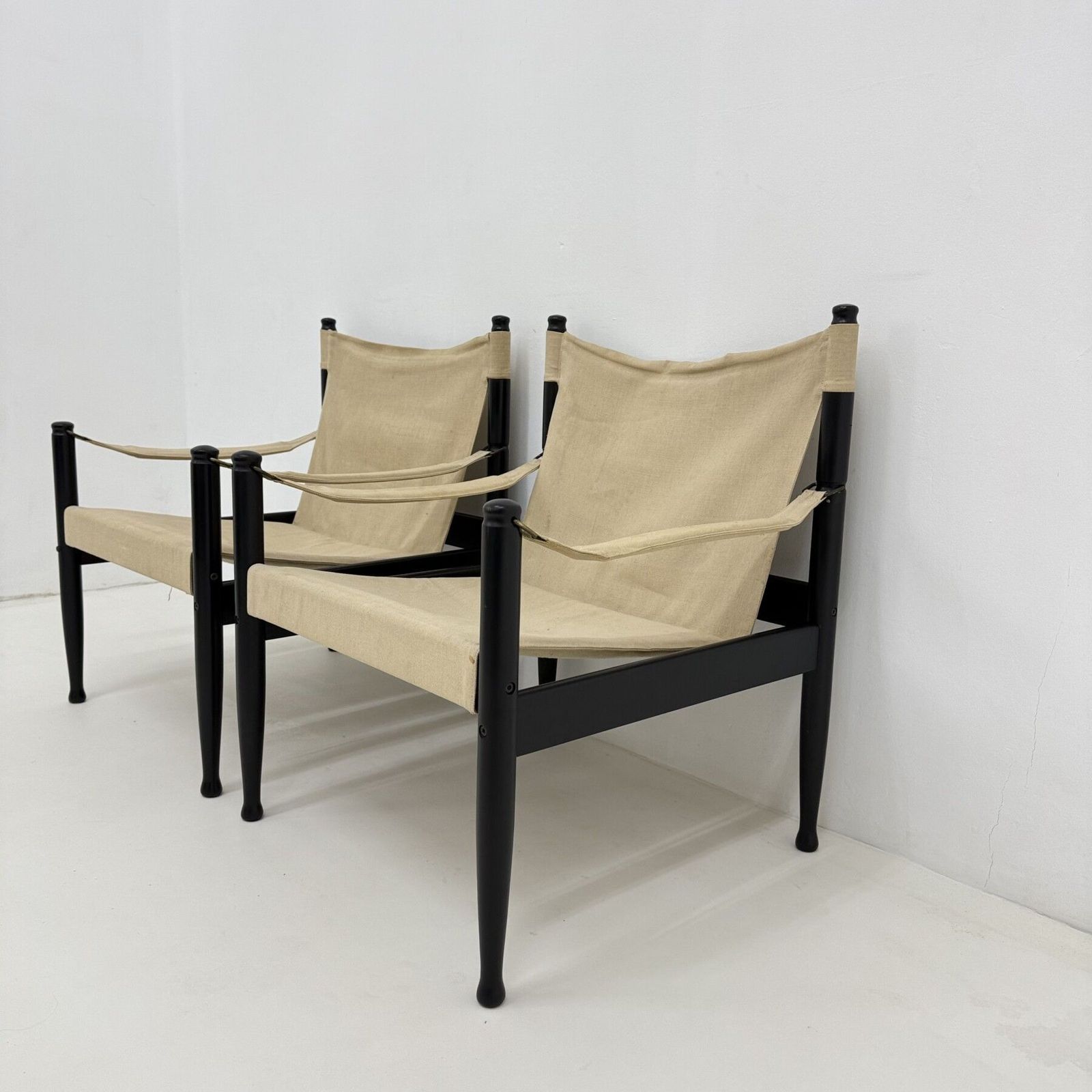 photo furniture Set Of Mid Century Danish Safari Chairs By Erik Wørts For Niels Eilersen, 1960s