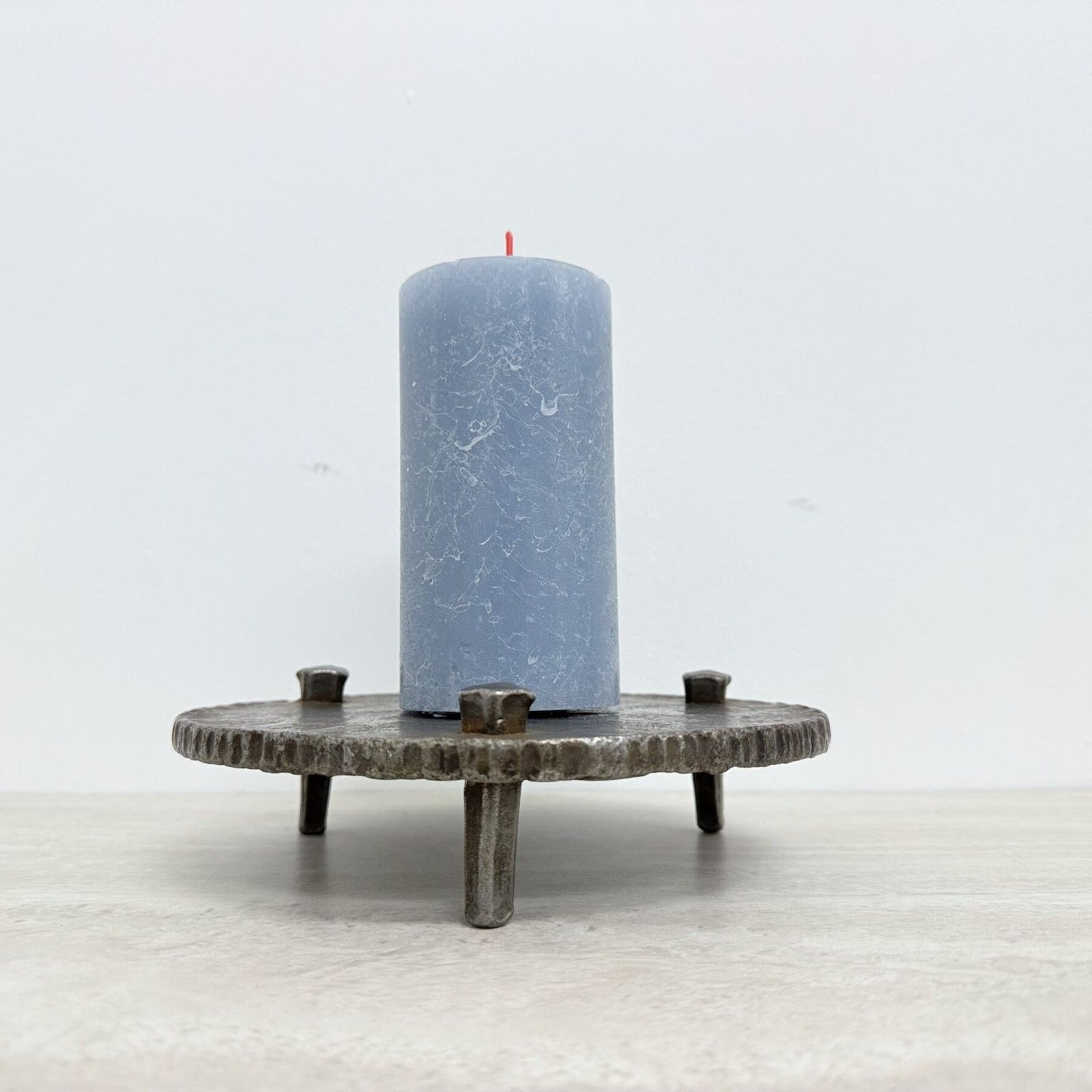 Brutalist Metal Candle Holder , 1970s photo furniture