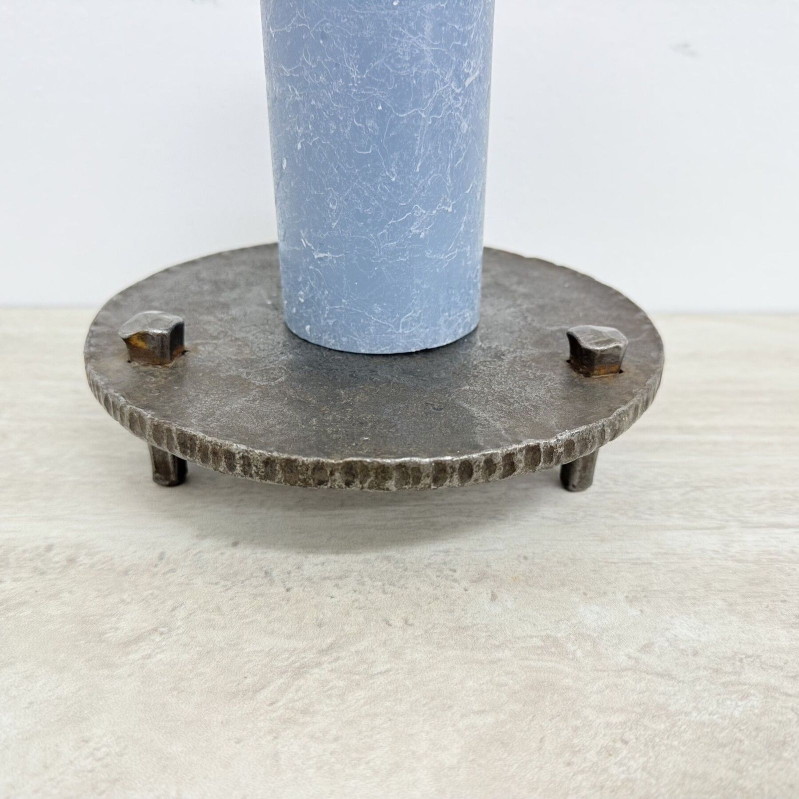 Home Decor Brutalist Metal Candle Holder , 1970s photo