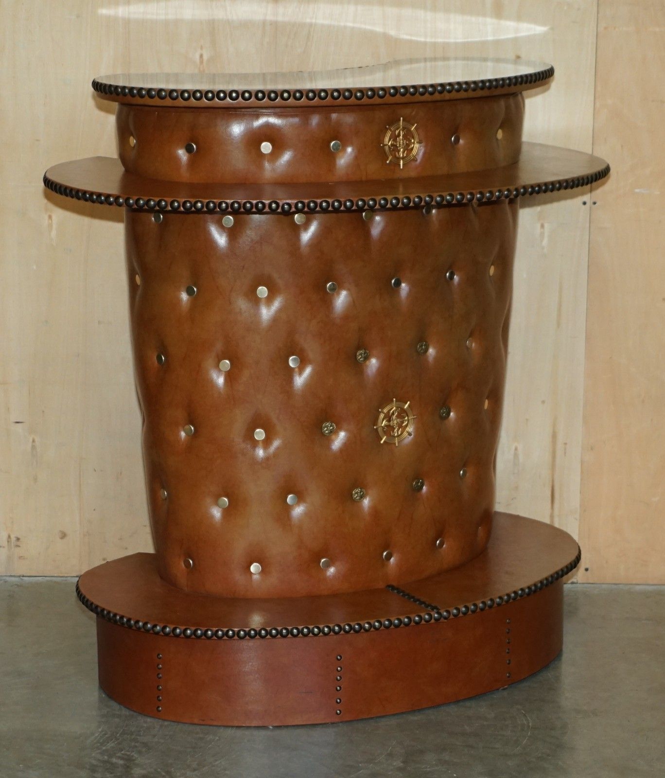Lovely Vintage Mid Century Modern Leather Style Clad Home Cocktail Bar & Stools photo furniture