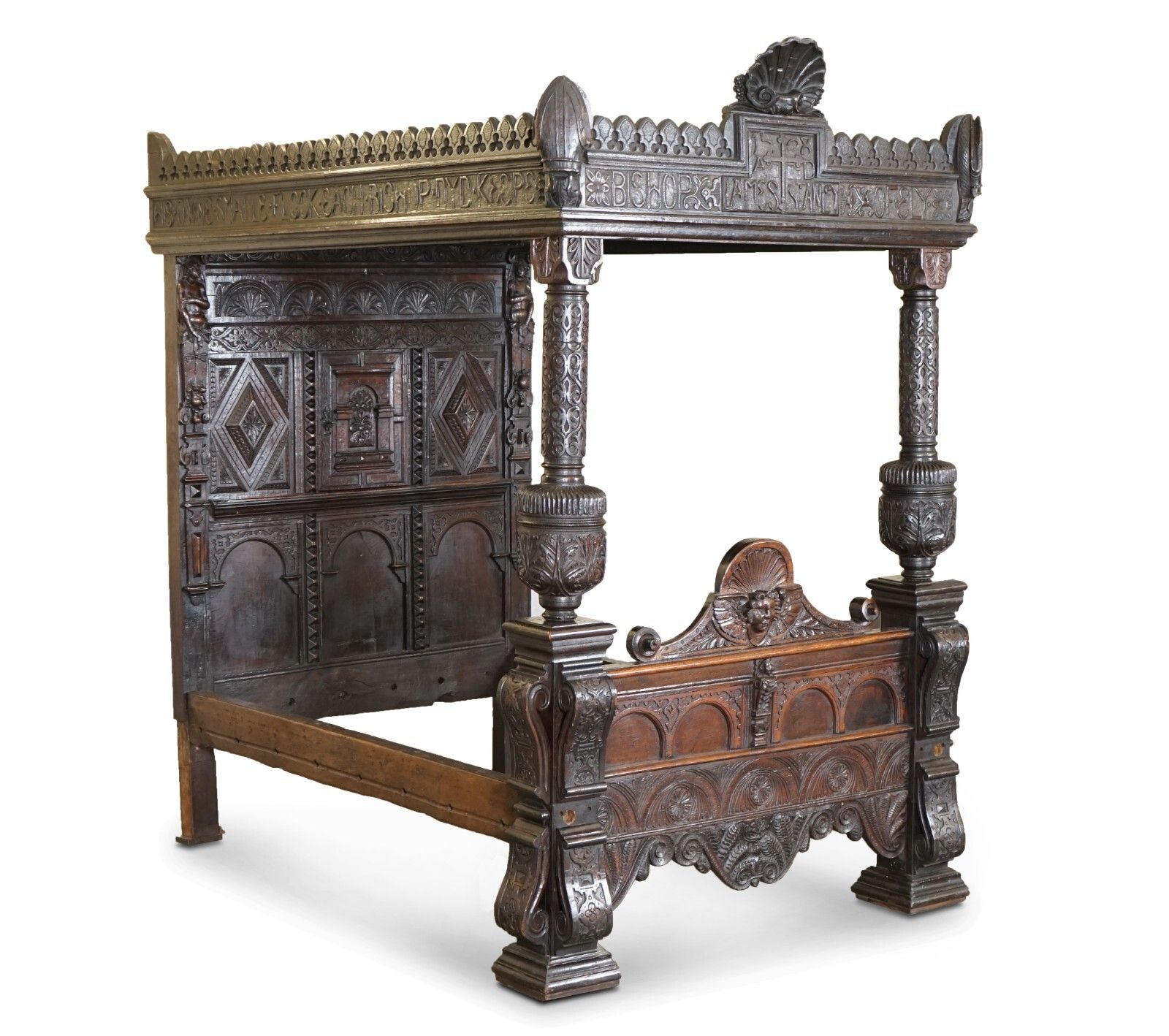 Important Bishop James Stanley 1508 King Henry VII English Oak Tudor Tester Bed