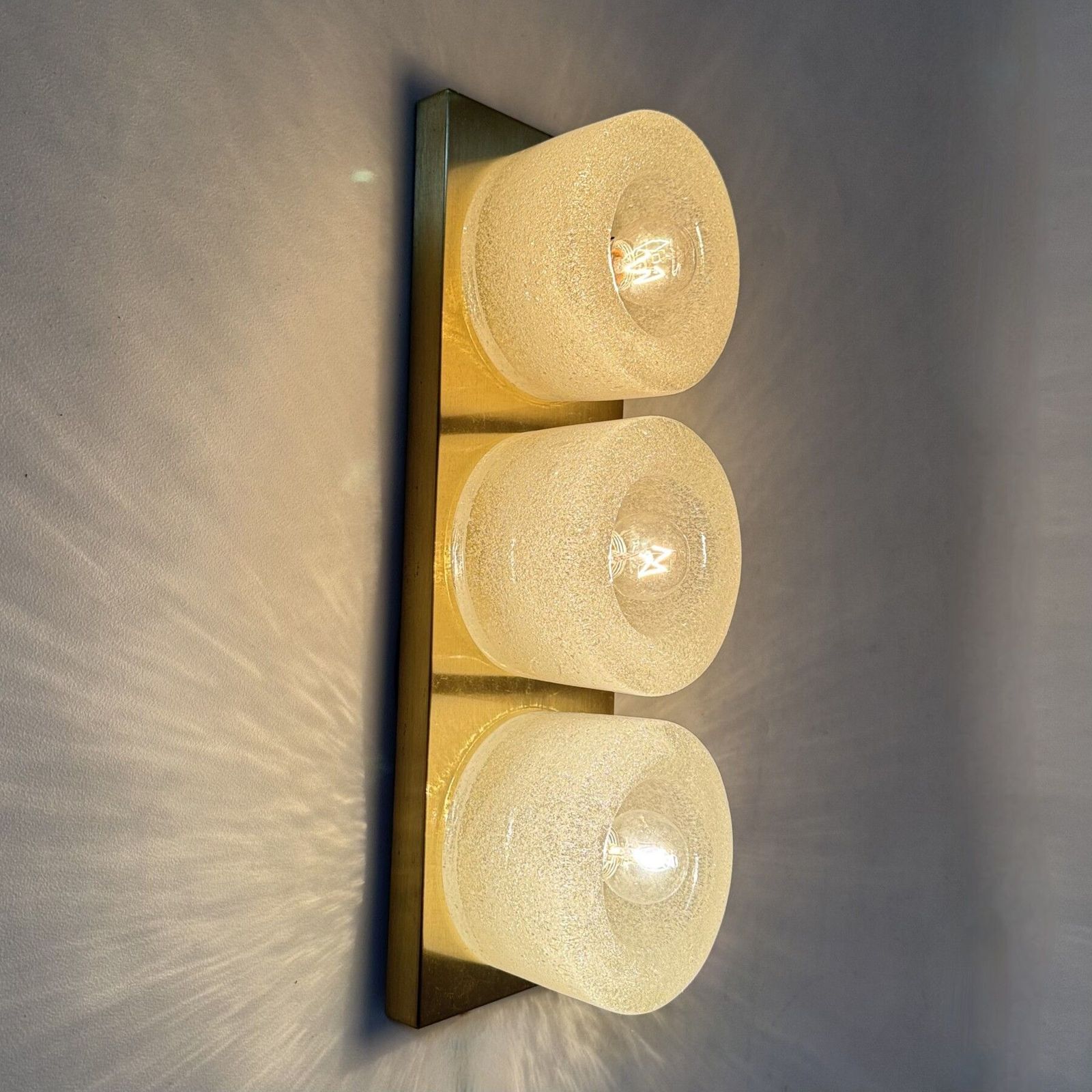 Peil & Putzer Wall Lamp Sconce Ice Glass , 1970s Germany photo vinterior