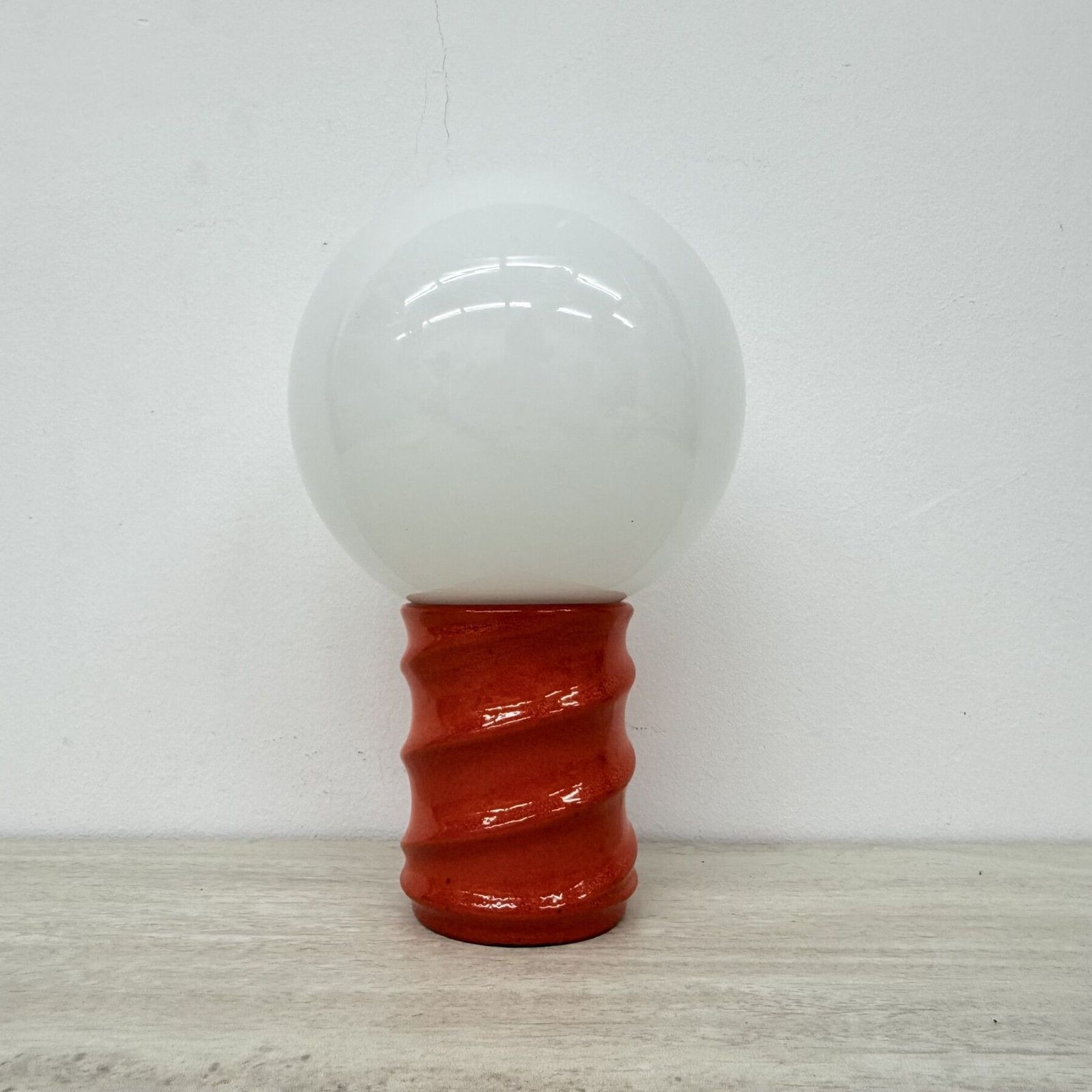 photo furniture Vintage Keramieken Tafellamp Met Glazen Bol, Jaren 1970