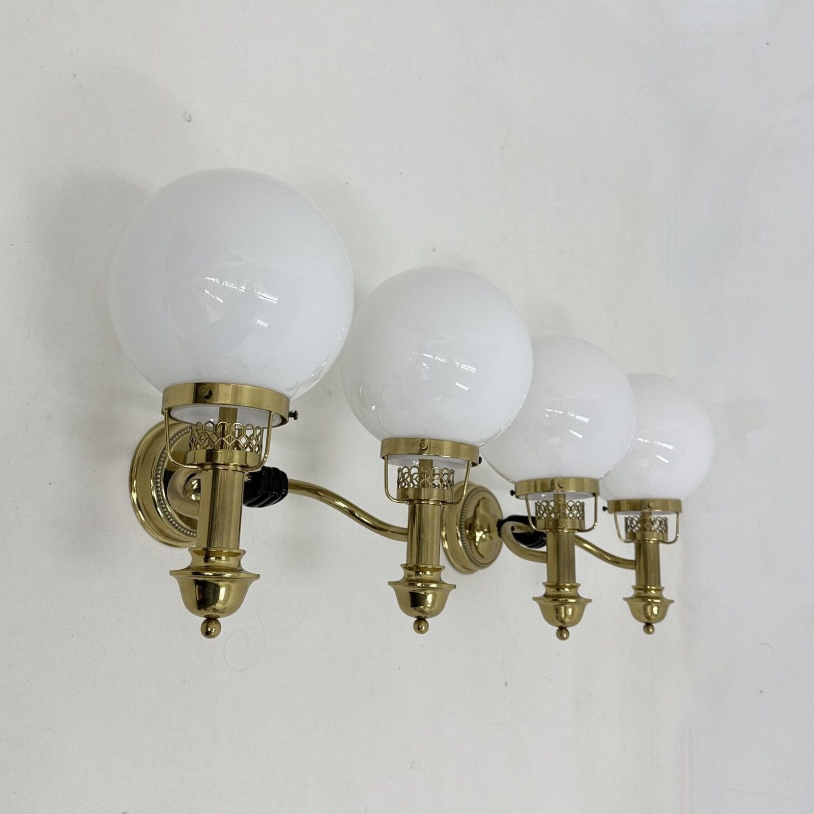 Maison Jansen Style Polished Brass Sconces By Vereinigte Werkstätten München, 1970s photo vintage