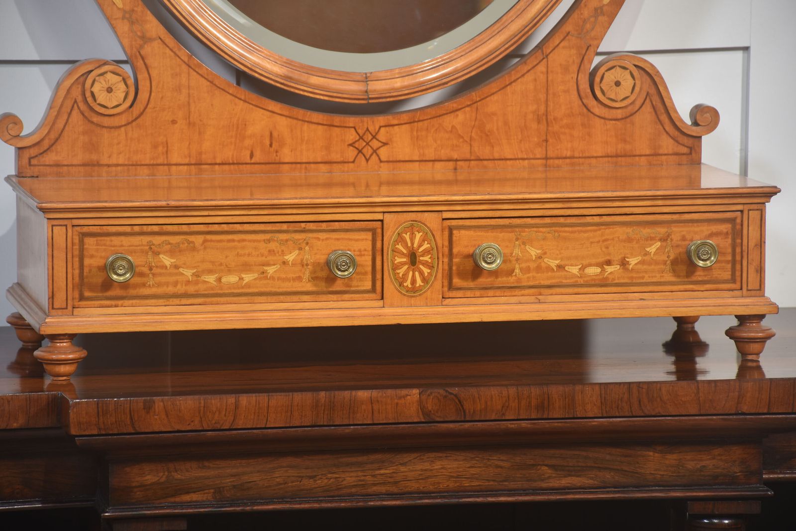 Fine Satinwood Inlaid Dressing Table Mirror photo furniture
