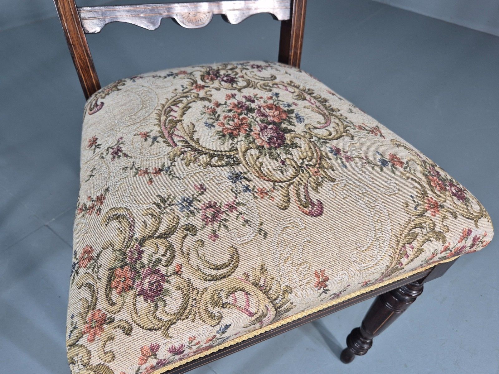photo buy 3 Antique Saloon Chairs Rosewood Frame Floral Seats Inlay Victorian Eb10990 Vdin