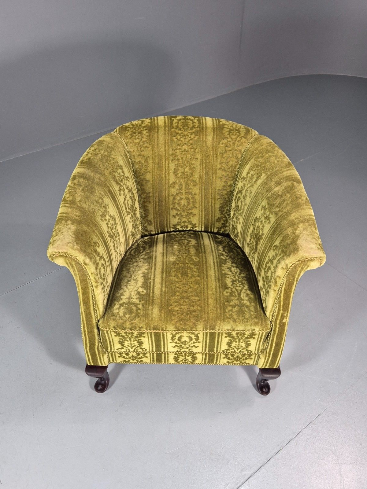 Vintage Art Deco Danish Tub Chair Green Moquette 1940s  Eb10775 Vclo photo for sale