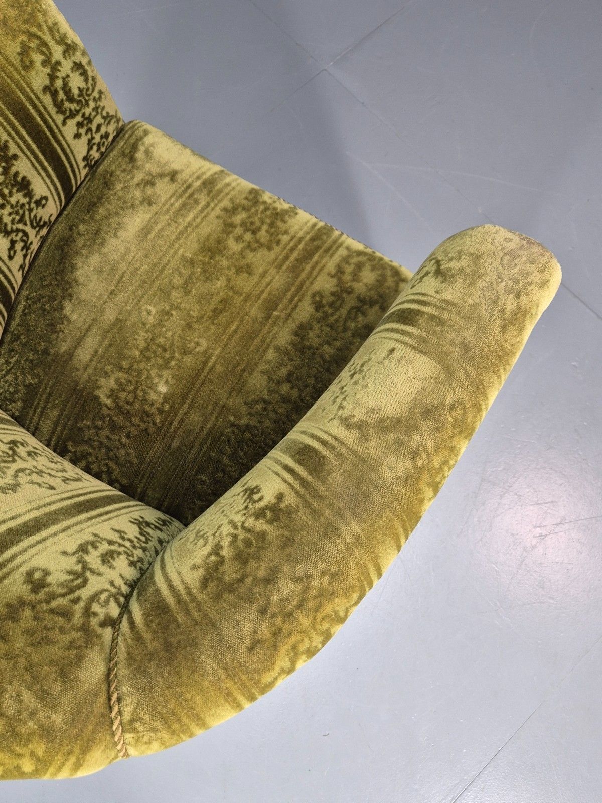 photo for sale Vintage Art Deco Danish Tub Chair Green Moquette 1940s  Eb10775 Vclo