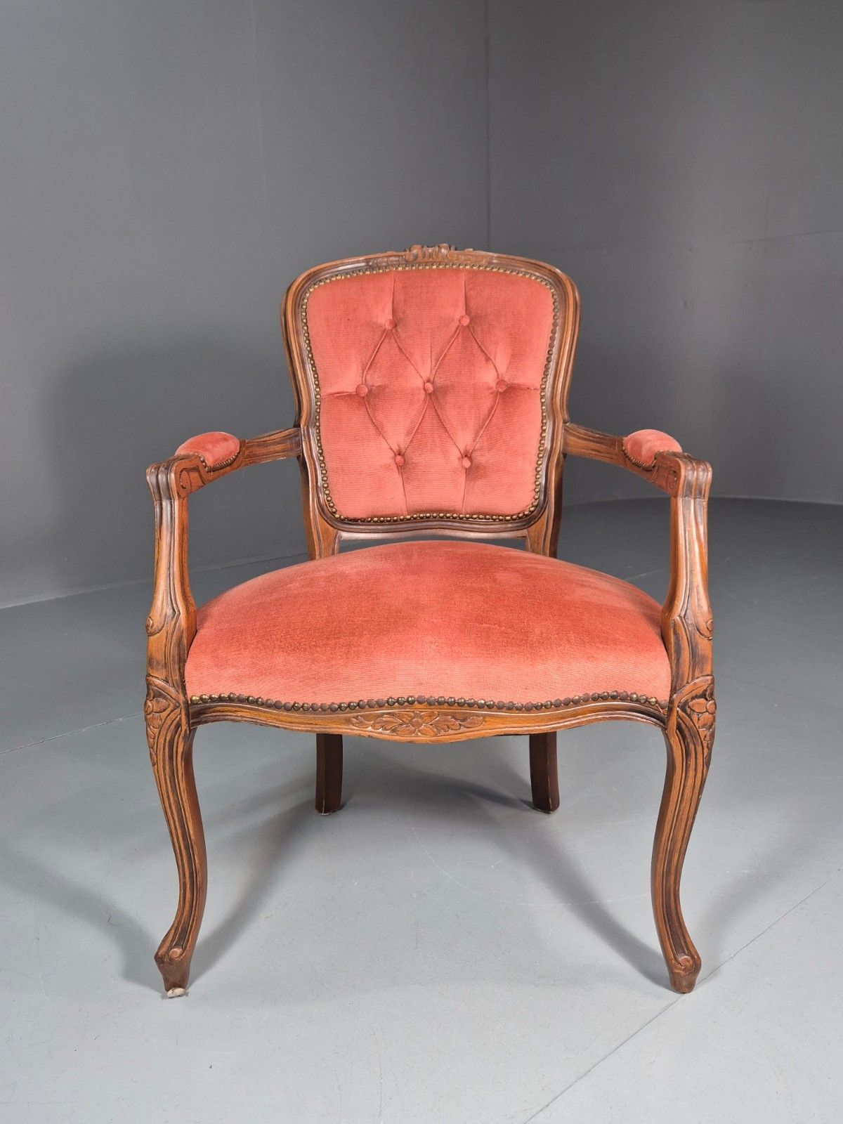 Vintage Rococo Lounge Chair Danish 1970s Reproduction Salmon Pink Eb10773 Vclo photo furniture