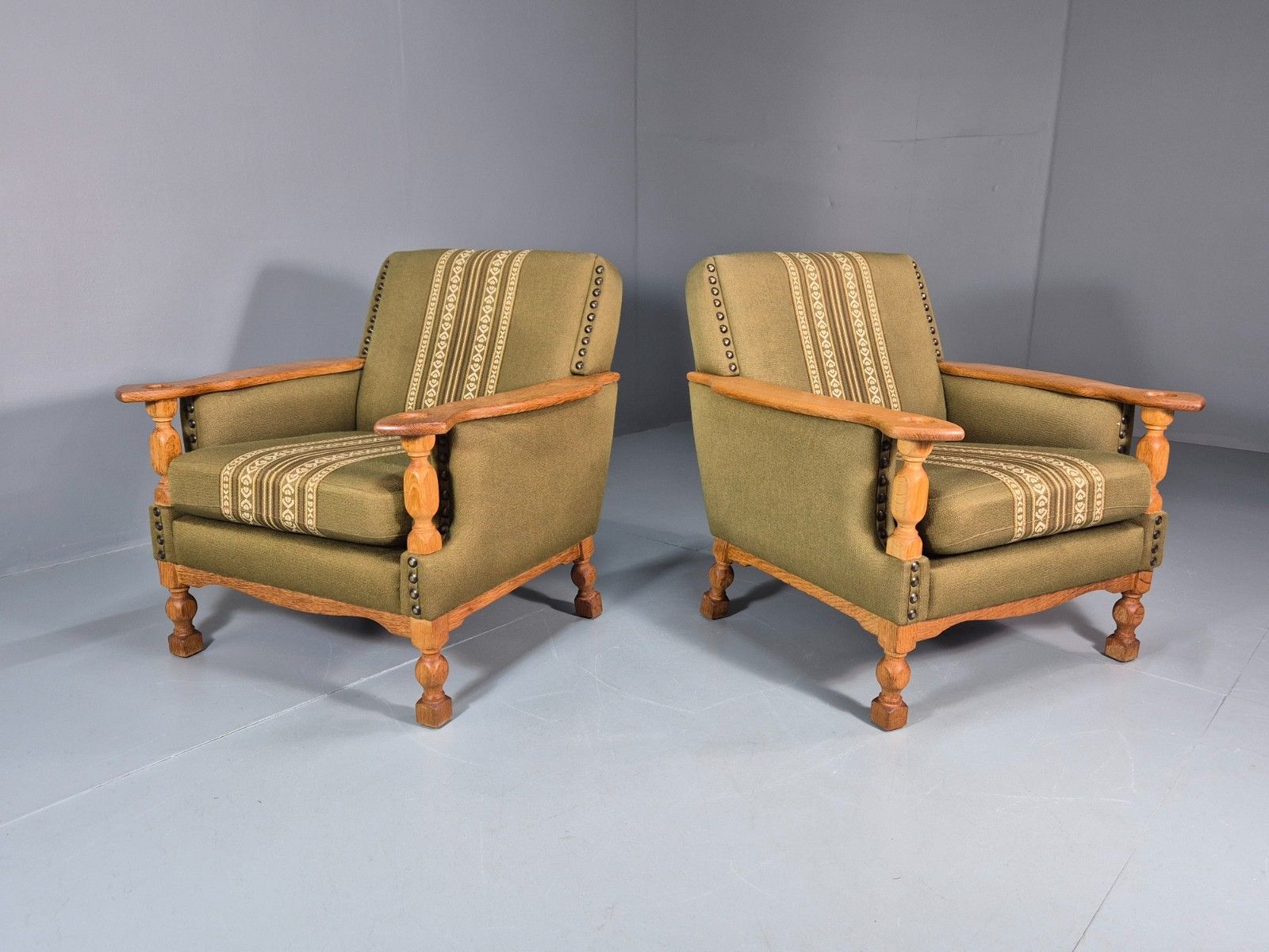 2 Kjaernulf Lounge Chairs Retro 1970s Green Light Oak Retro Eb10750 Vclo