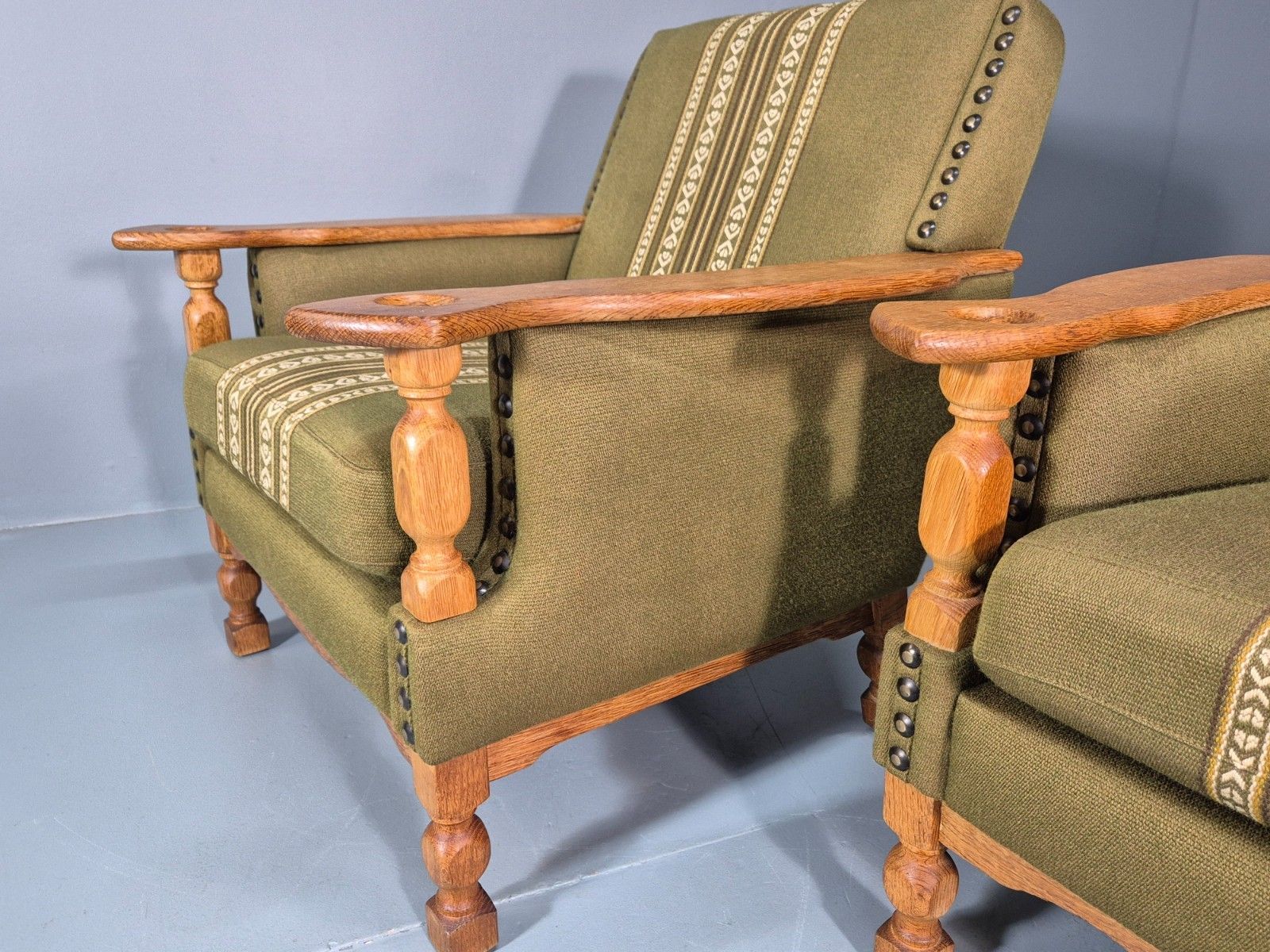 2 Kjaernulf Lounge Chairs Retro 1970s Green Light Oak Retro Eb10750 Vclo photo vintage