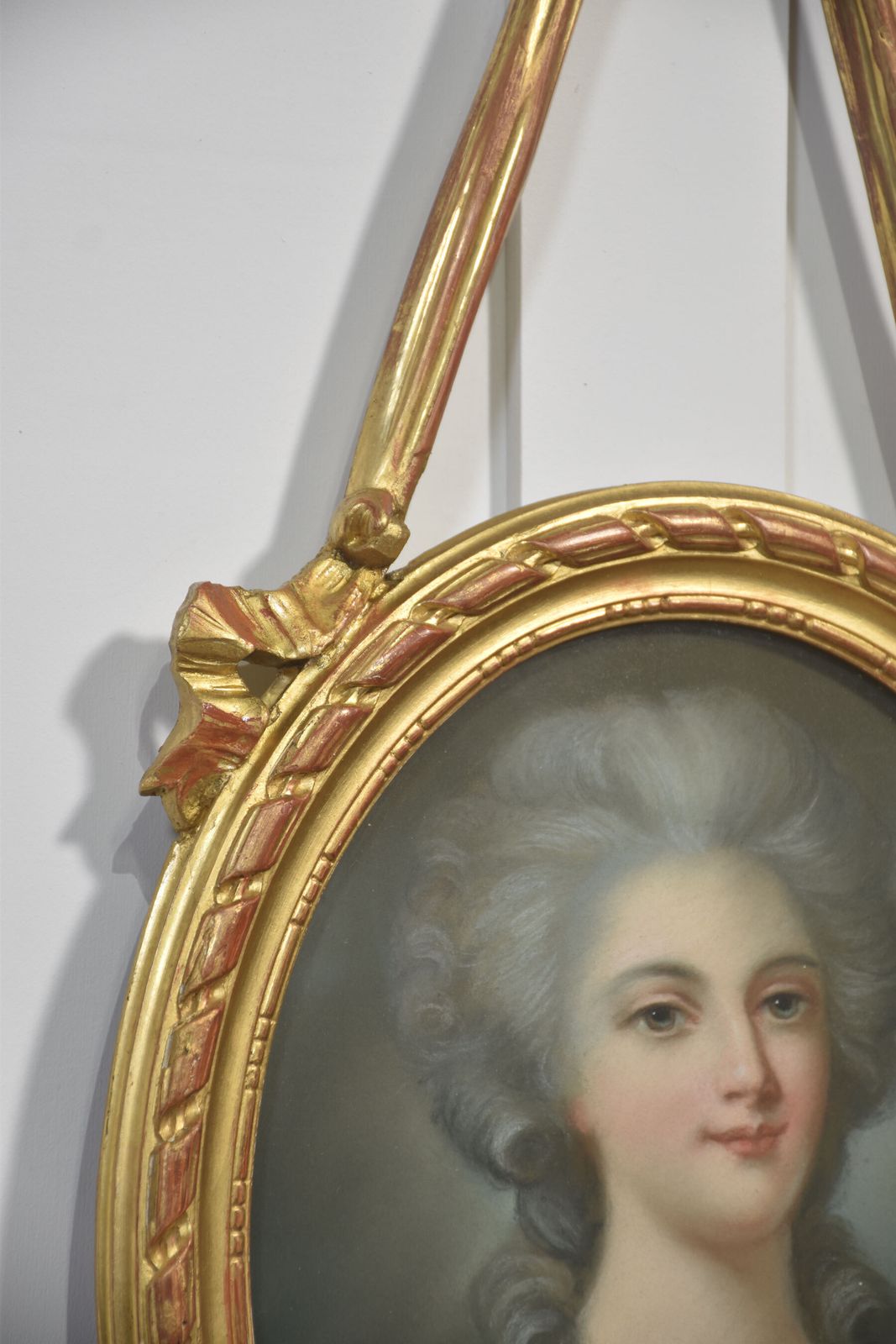 Refined Pair Of 19th Century French Pastel Portraits In Louis XVI Style Frames photo for sale
