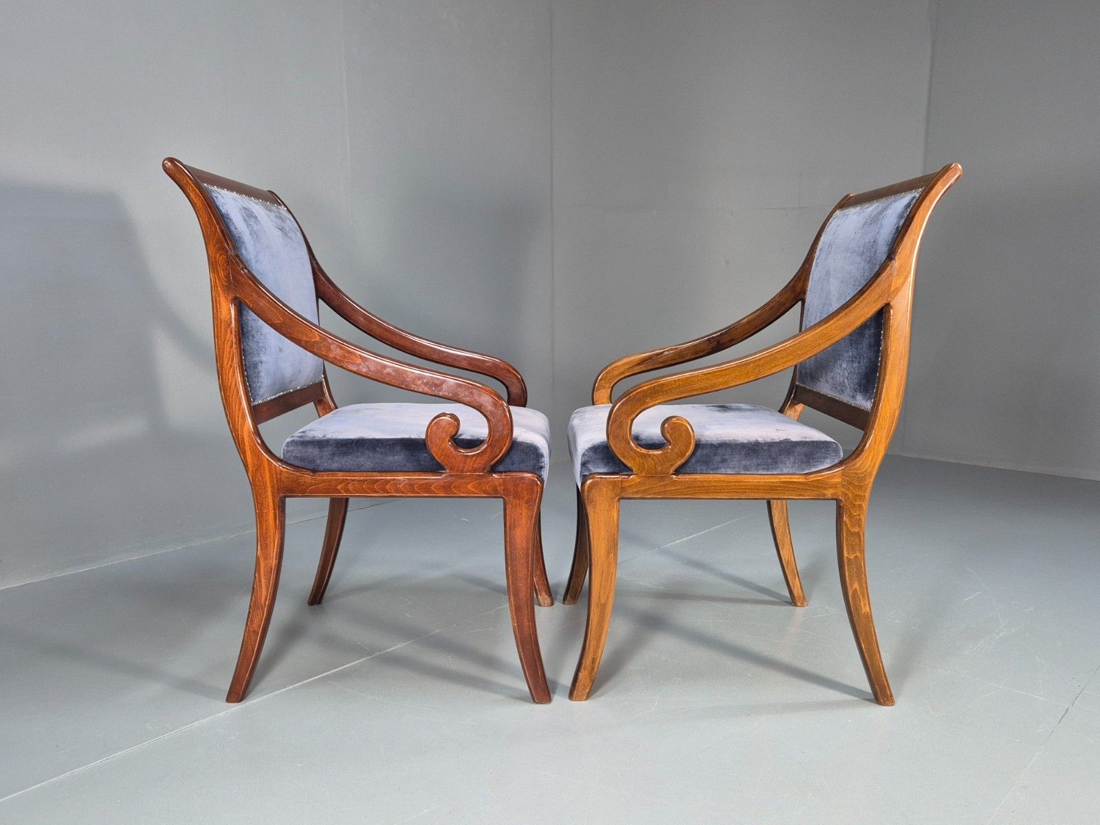 Furniture 2 Regency Scroll Arm Saloon Chairs 20th Century Reproduction Eb10610 Mnor photo