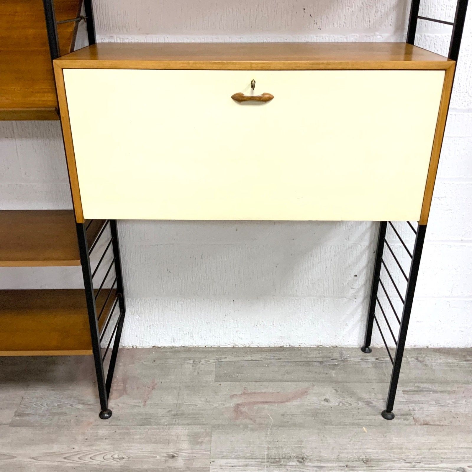 Vintage Staples Ladderax 2 Bay Modular Shelving Unit Bureau Bookcase Teak 60s photo buy