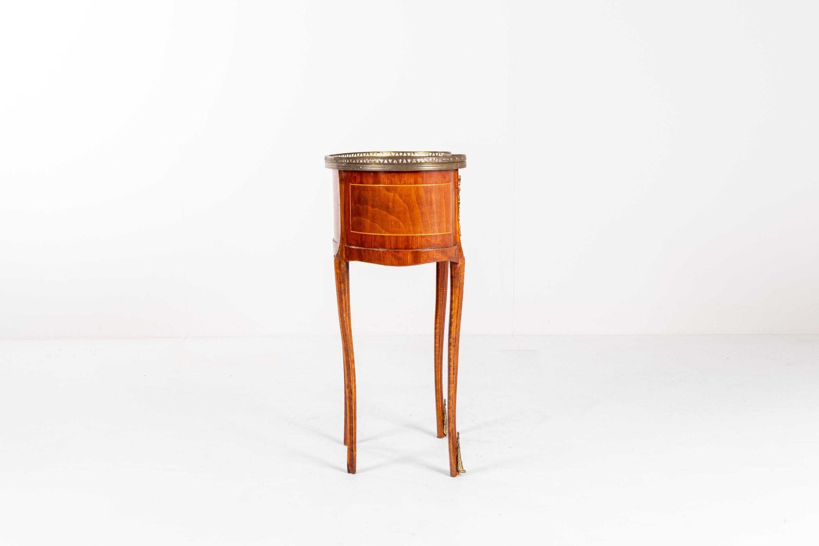 Vintage Louis XV Style Side Table With Brass Gallery And Marquetry, 20th Century photo buy
