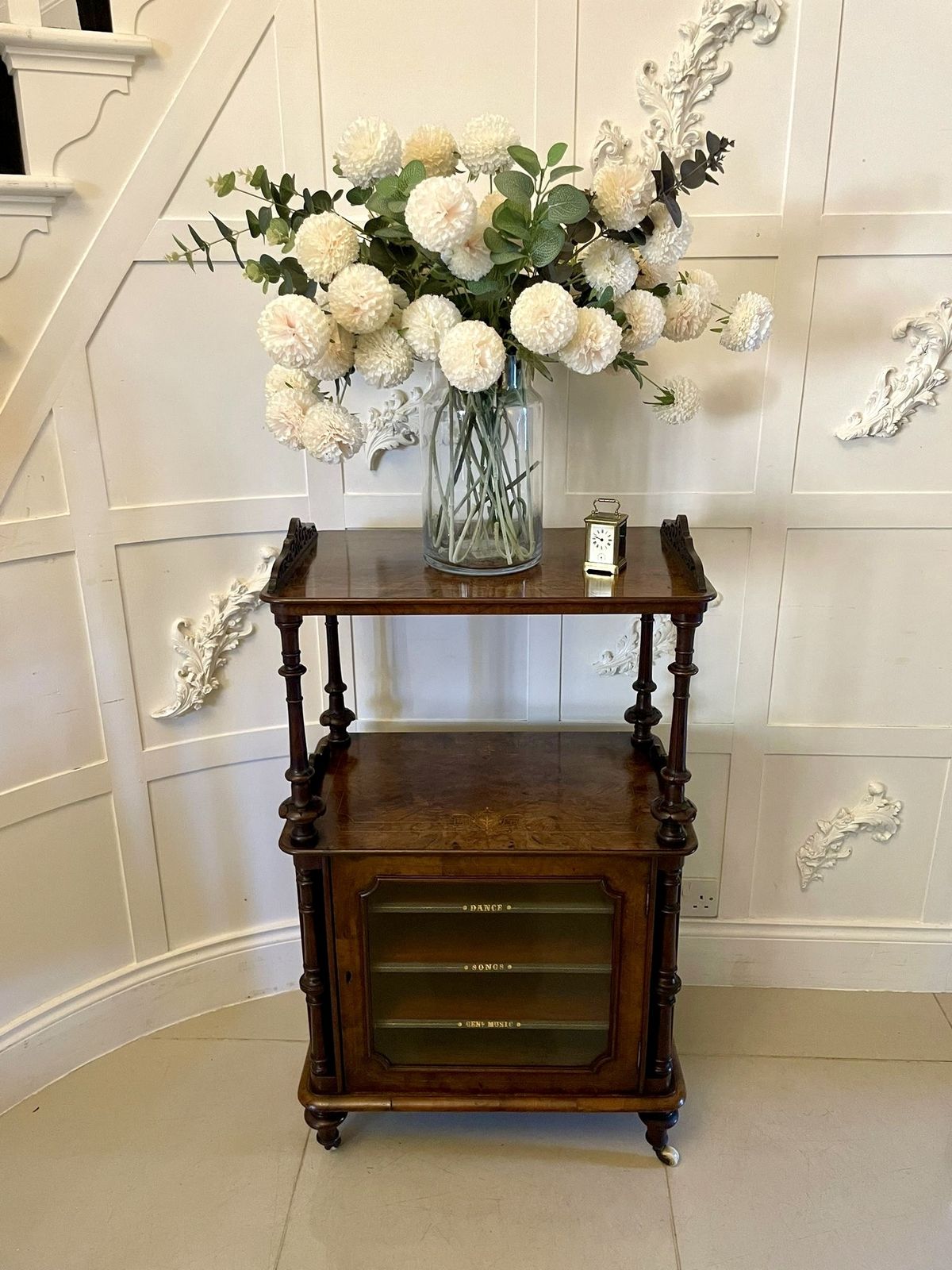 Outstanding Quality Antique 19th Century Burr Walnut Canterbury Music Cabinet photo vinterior