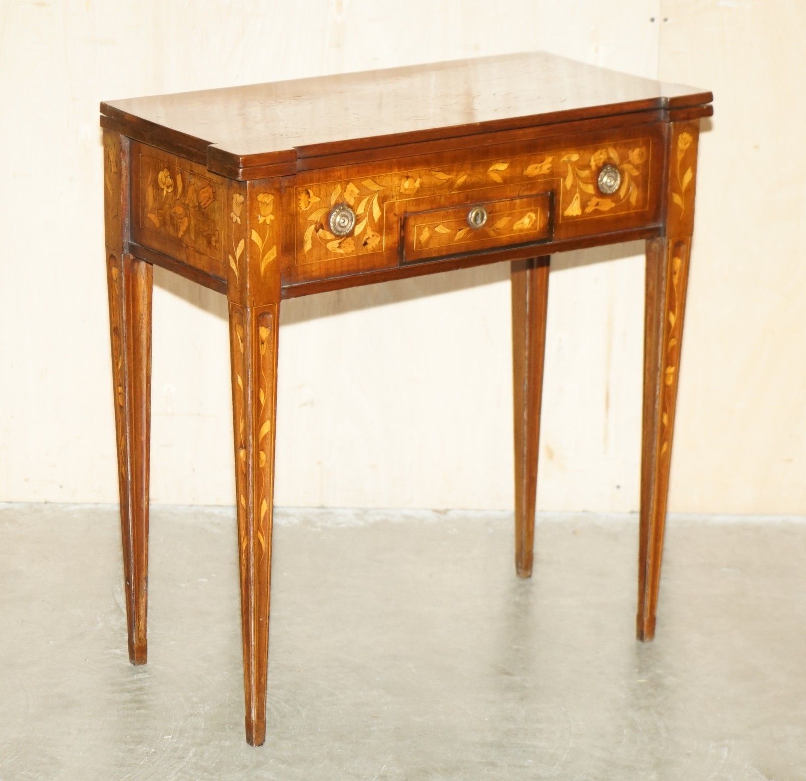 Fully Restored Circa 1800 Dutch Marquetry Inlaid Chess Poker Games Cards Table photo furniture