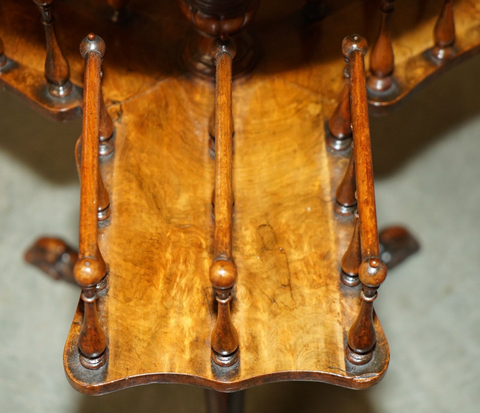Antique  Restored Victorian Burl Walnut Library Revolving Book Table Bookcase photo vinterior