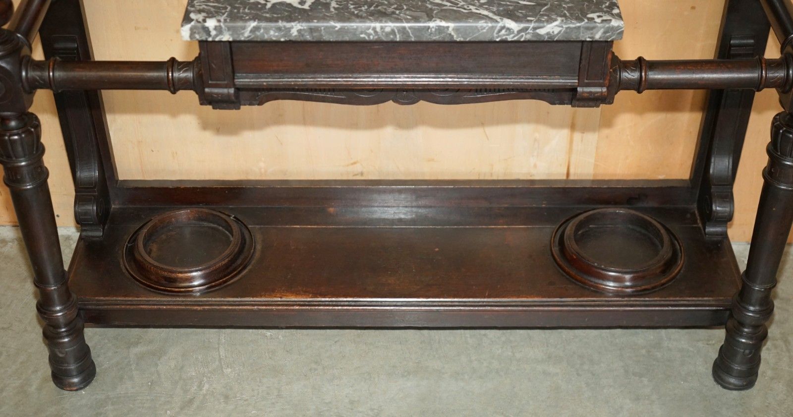 photo vinterior John Maple & Co Mahogany & Marble With Italian Plaster Friezes Umbrella Stand