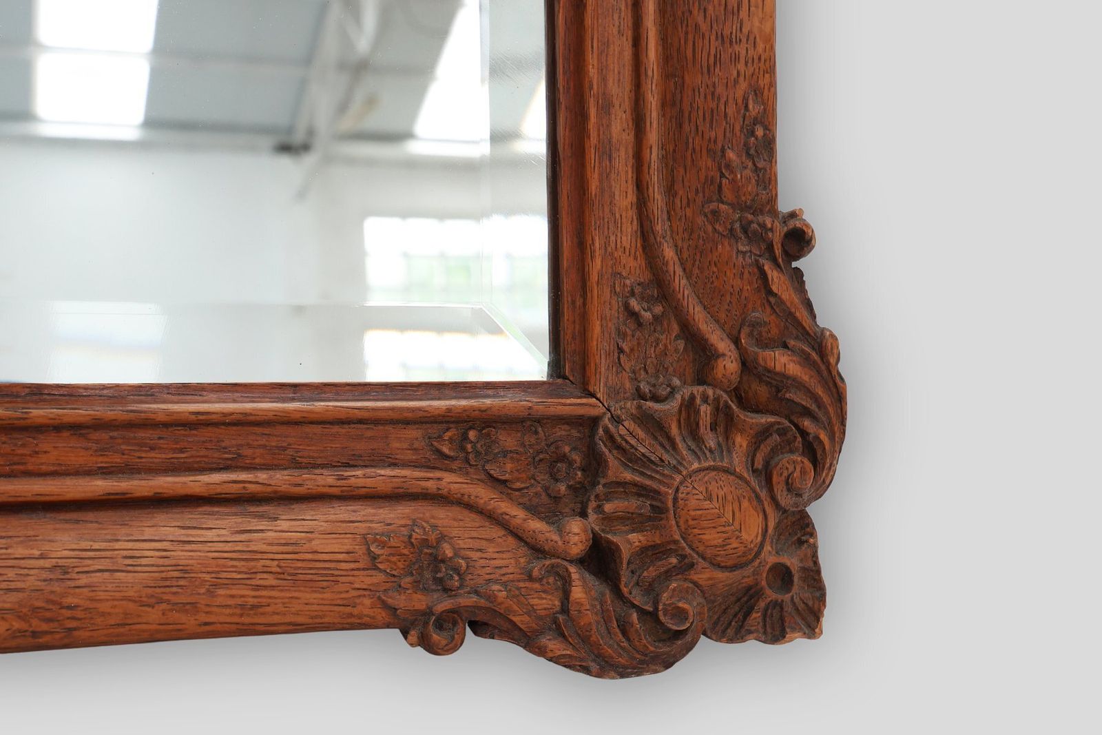 French Baroque Carved Wooden Beveled Mirror, 1890s photo Home Decor