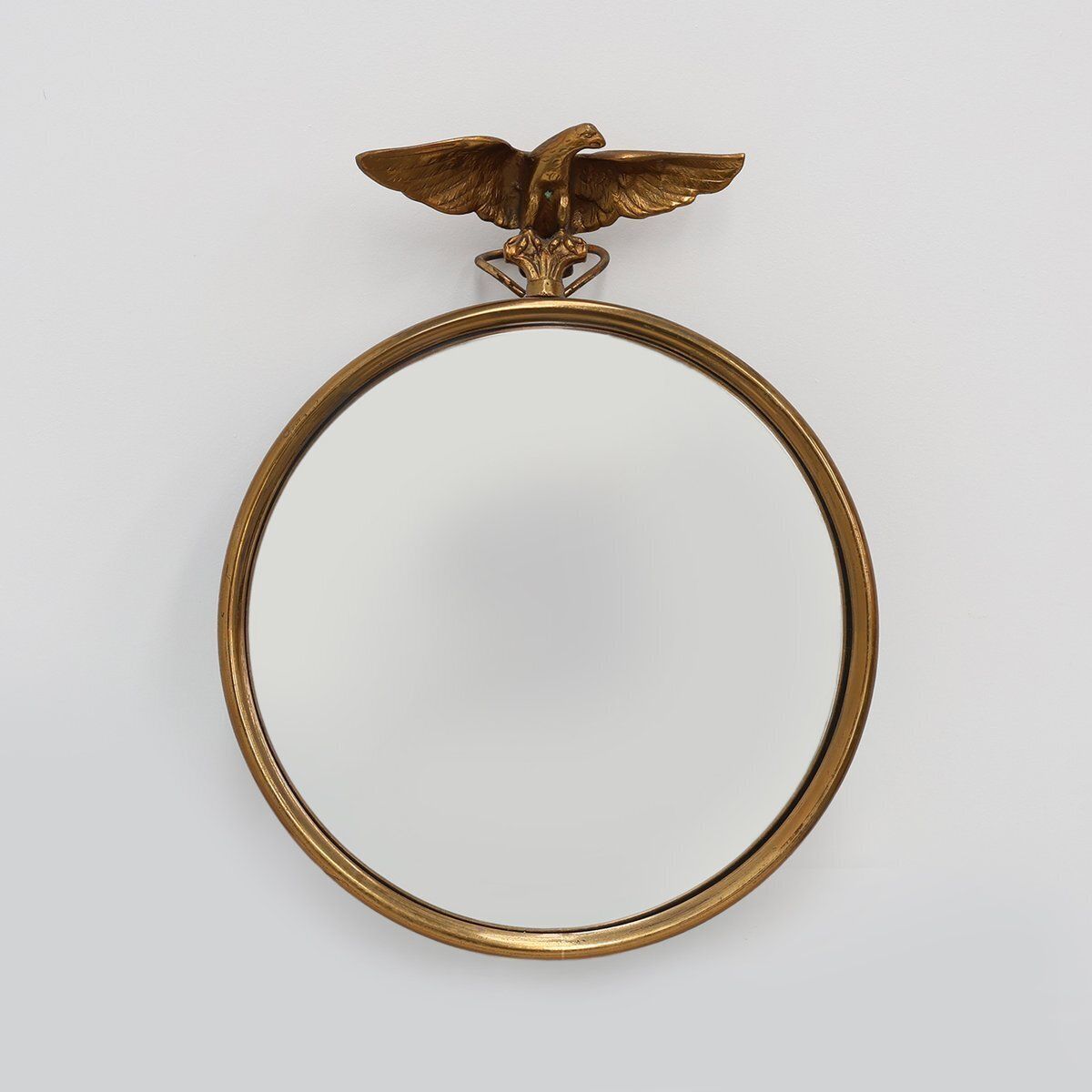 Small French Empire Style Gold Decorative Convex Mirror With Eagle, 1950s