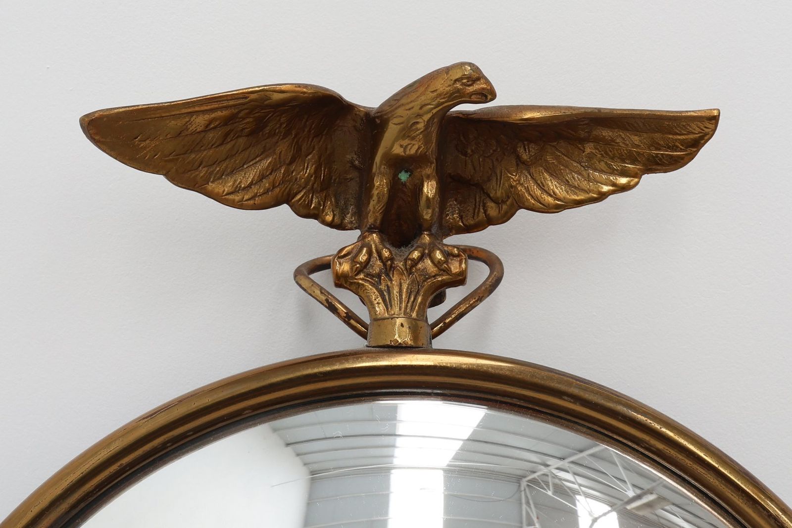 Small French Empire Style Gold Decorative Convex Mirror With Eagle, 1950s photo furniture