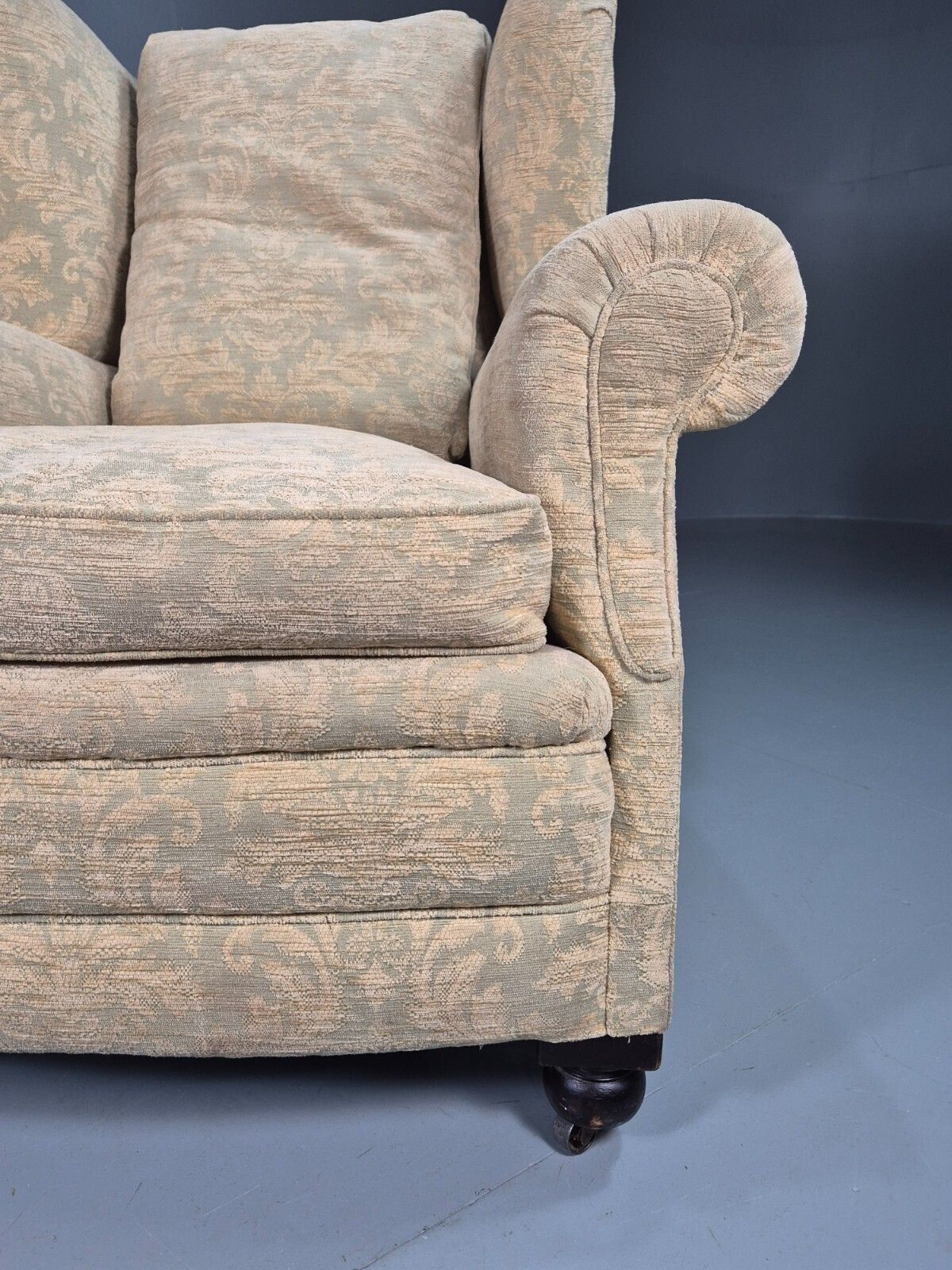 Vintage Wing Back Lounge Chair Floral Damask Edwardian Antique Eb7787 Vclo photo 175.0