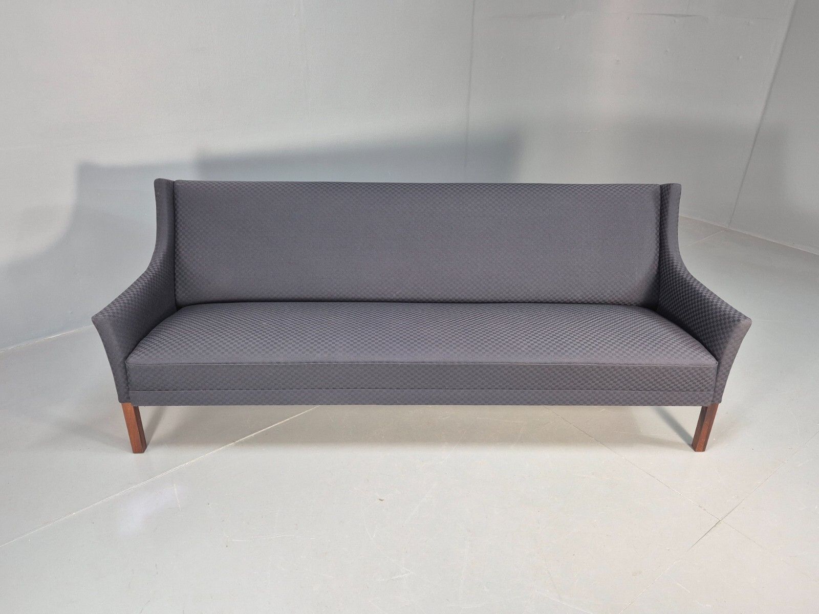 Vintage Danish 3 Seat Sofa Blue Check Cotton Mogensen Mcm 1960s  Eb8589 M3ss photo Furniture