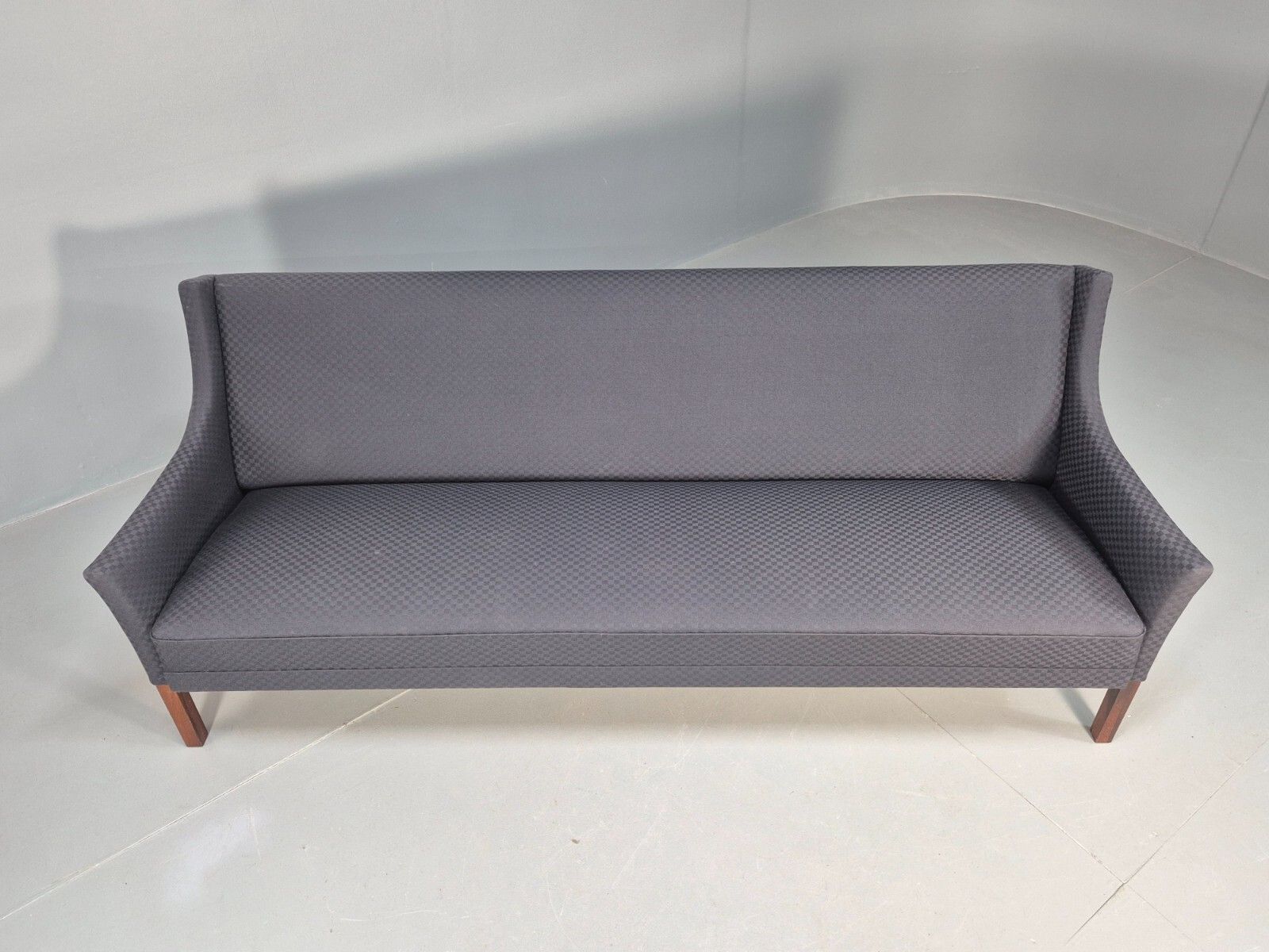 Vintage Danish 3 Seat Sofa Blue Check Cotton Mogensen Mcm 1960s  Eb8589 M3ss photo vintage