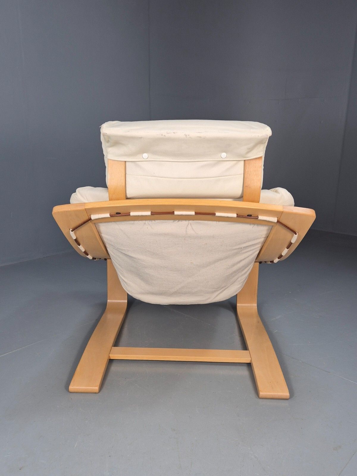 photo for sale Vintage Swedish Lounge Chair Cream Leather Bentwood Krokken 1970 Mcm Eb8510 Mben