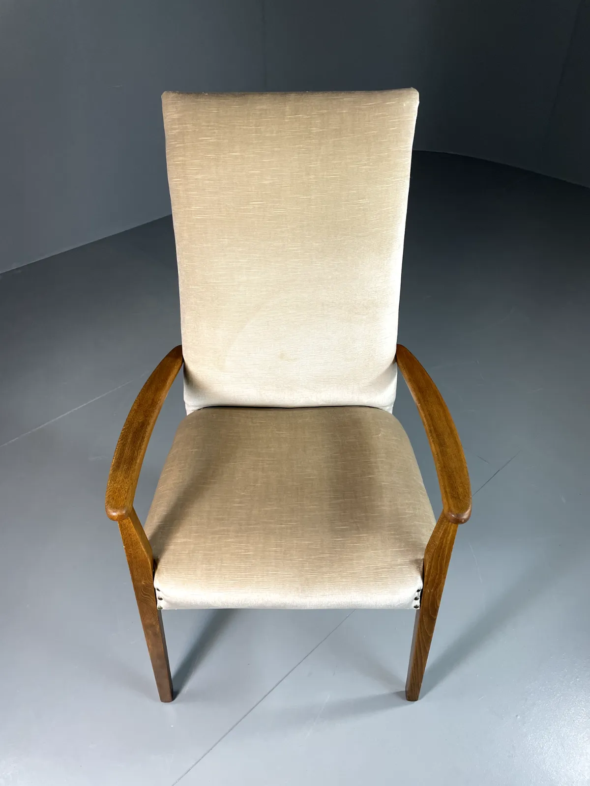 Vintage Danish Highback Armchair Cream Velour Studded Seating Vclo Eb6009 photo furniture