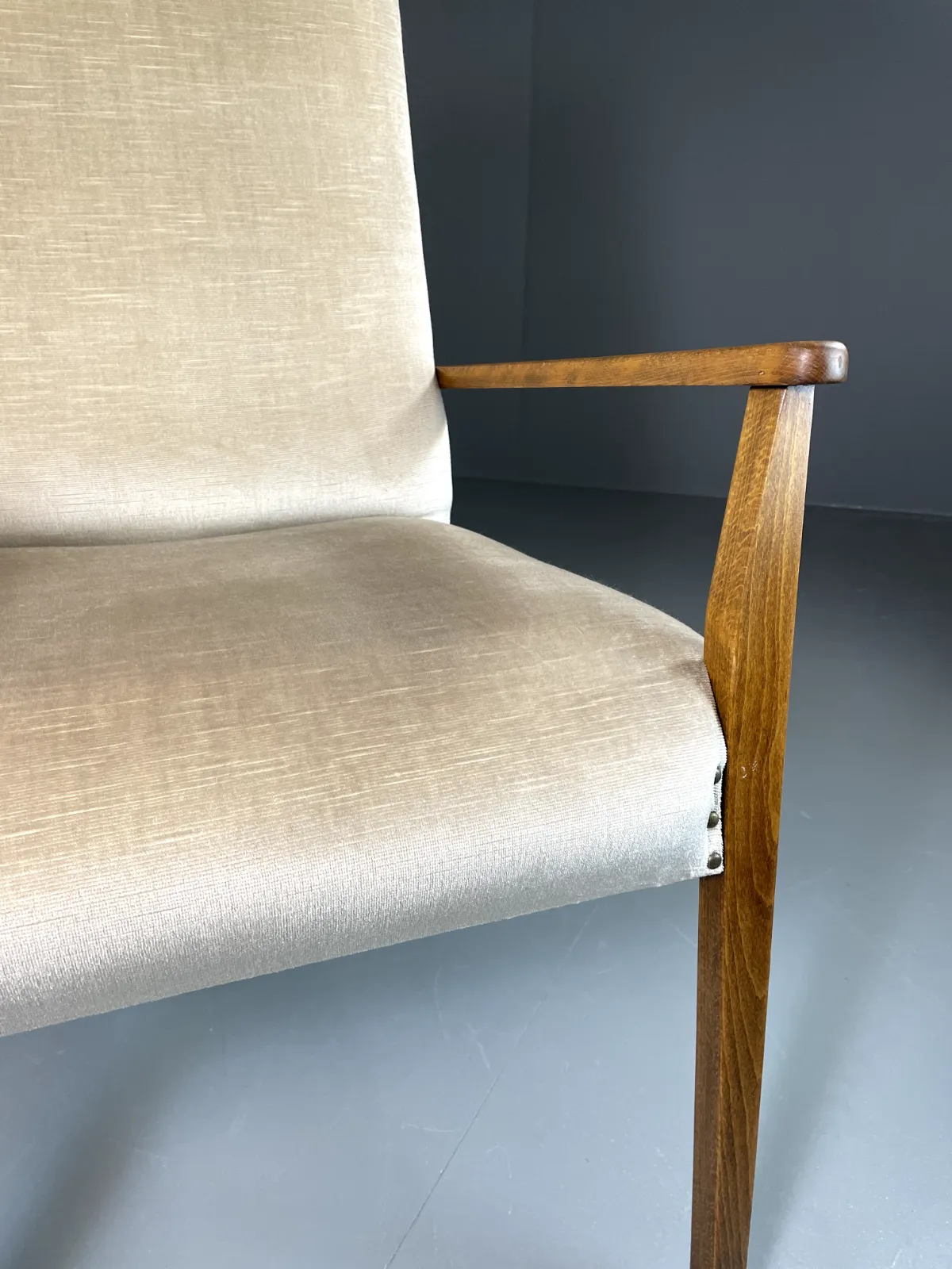 Vintage Danish Highback Armchair Cream Velour Studded Seating Vclo Eb6009 photo Furniture