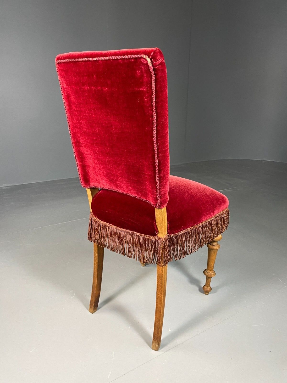 Antique Danish Small Chair Decorative Red Velour Oak Vintage Eb6486 Vclo photo vintage