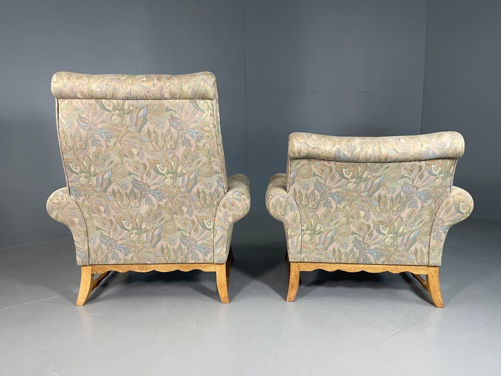 475.0 2 Danish Lounge Chairs Kjaernulf Oak Floral Cotton Vintage Retro Eb6749 Mnor photo